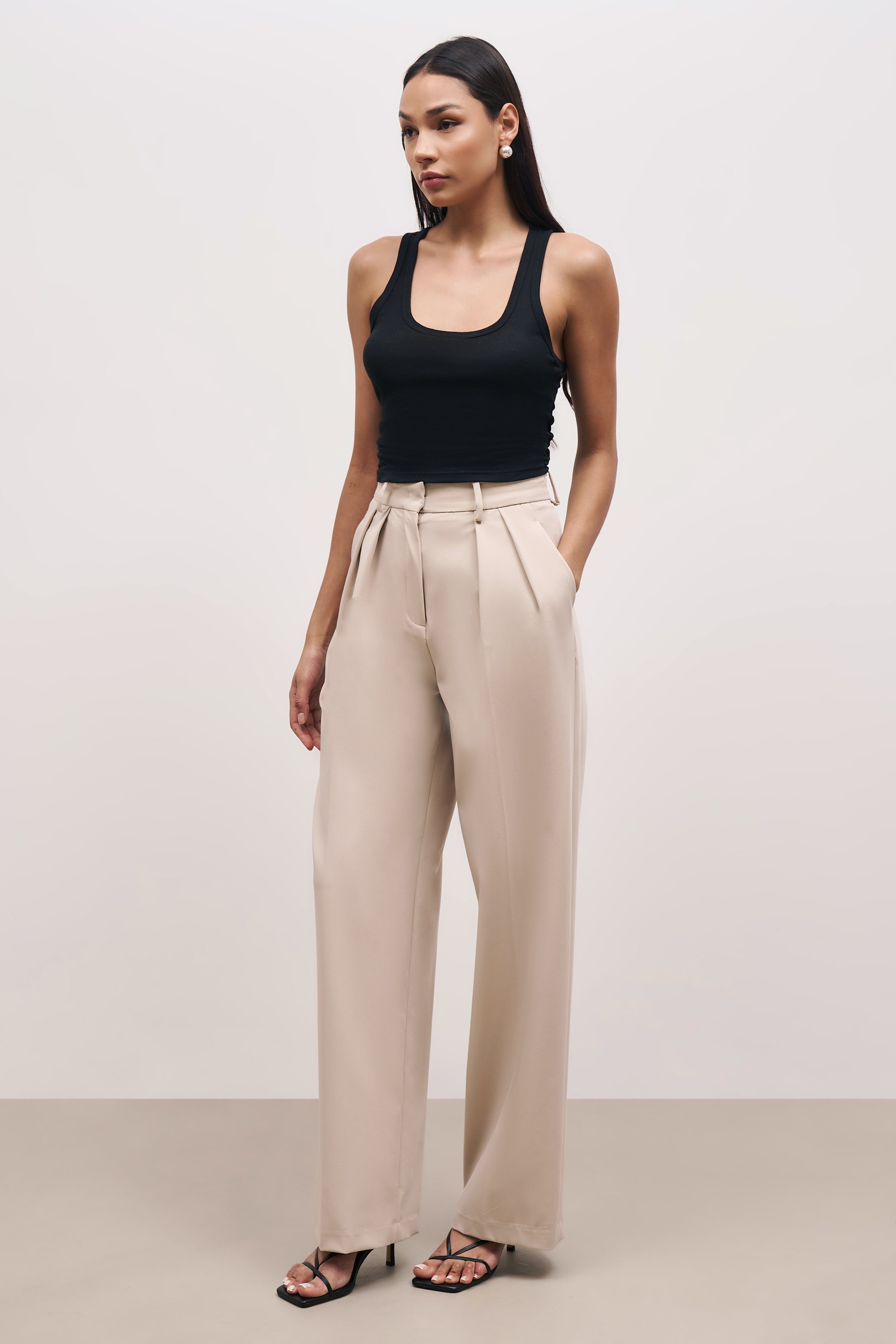 Longline Dad Trousers - Sand