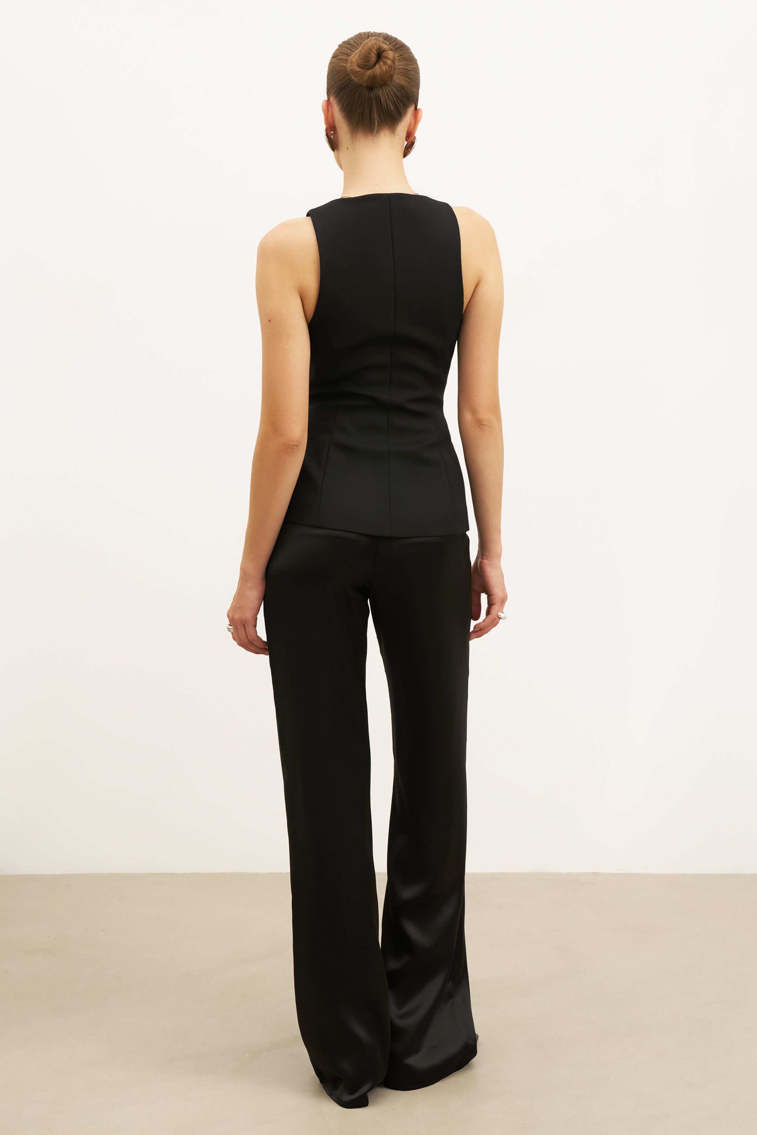 Tailored V-Neck Hourglass Waistcoat - Black