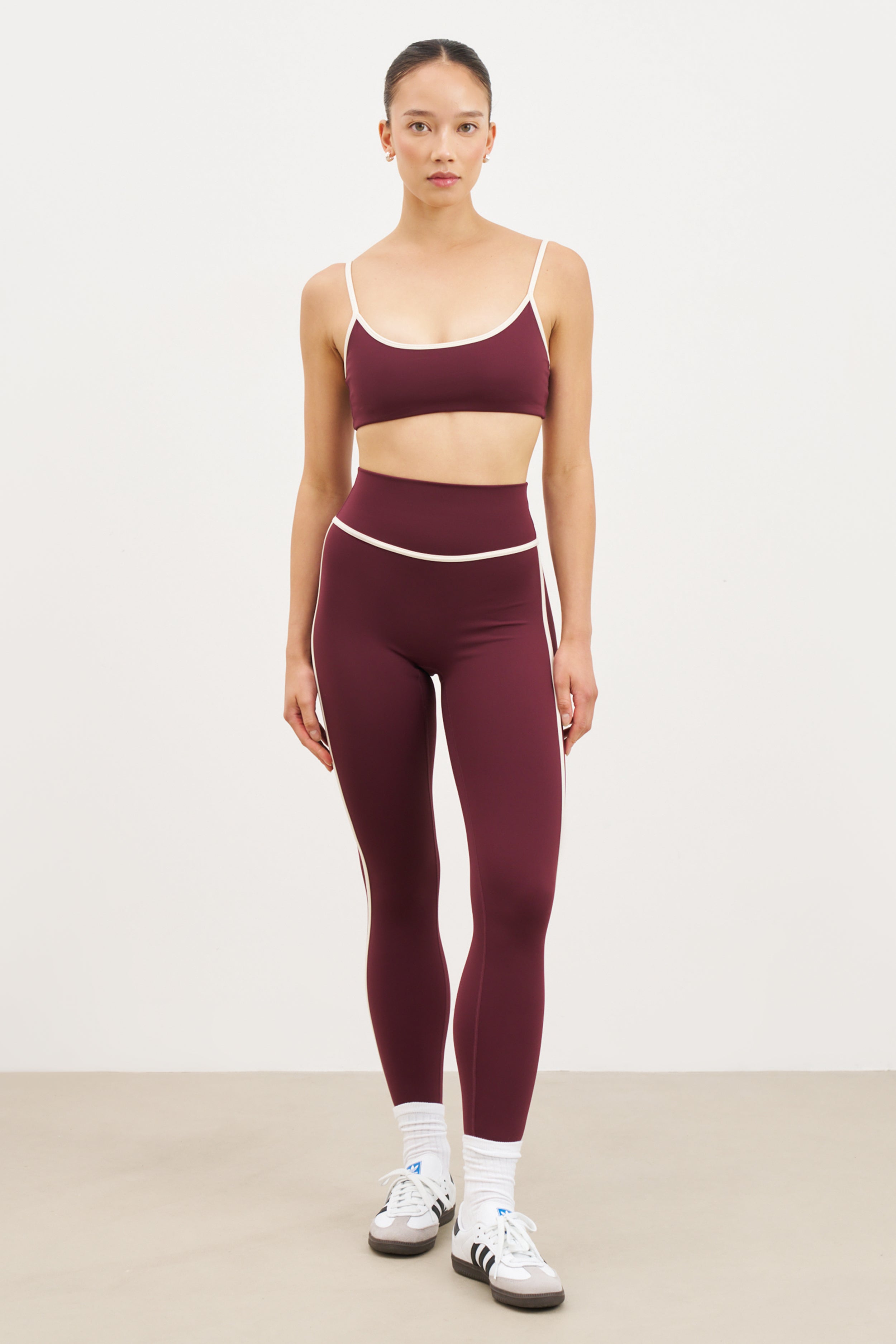 Base Contrast Trim Leggings - Merlot/Tofu