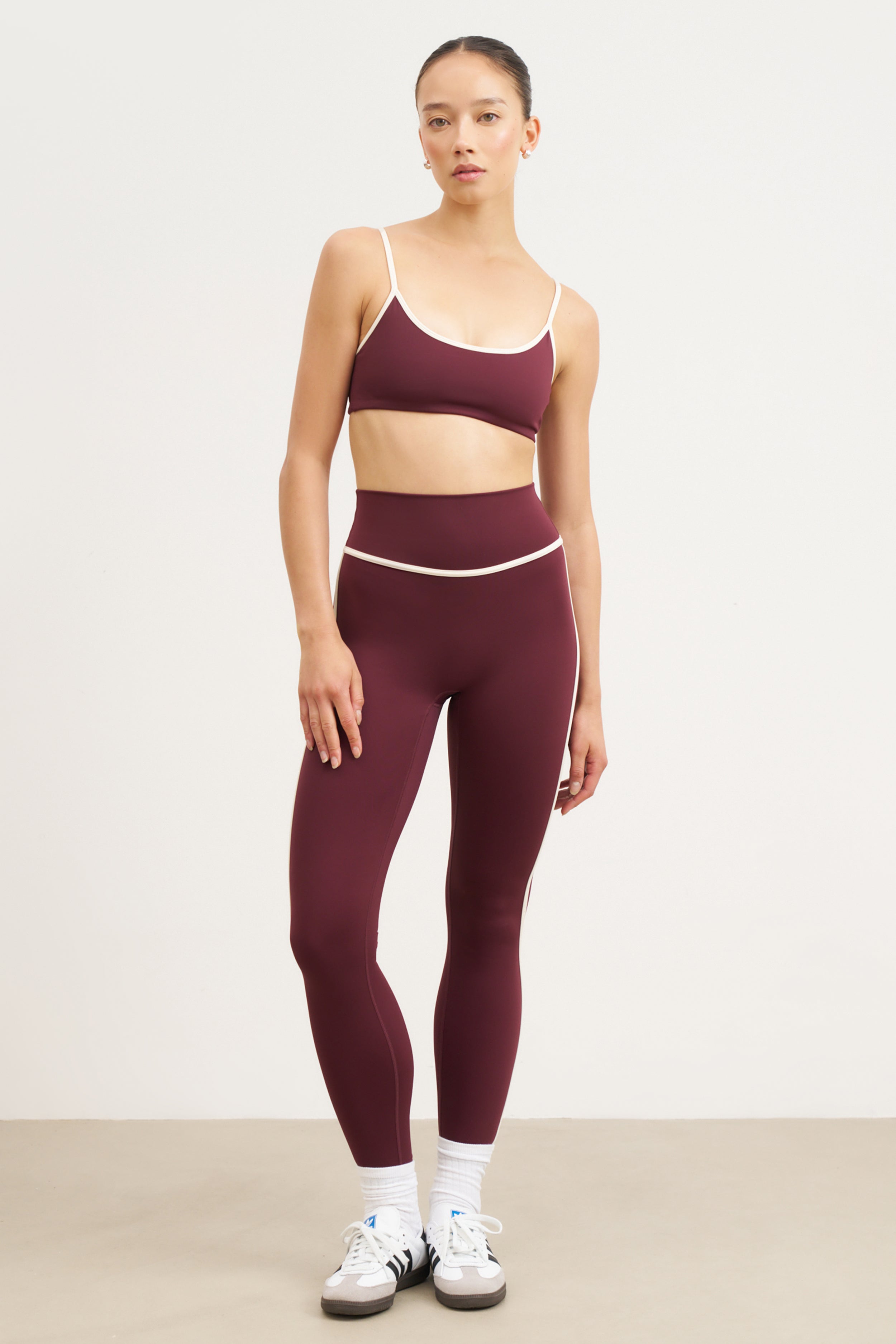 Base Contrast Trim Cami Bra - Merlot/Tofu