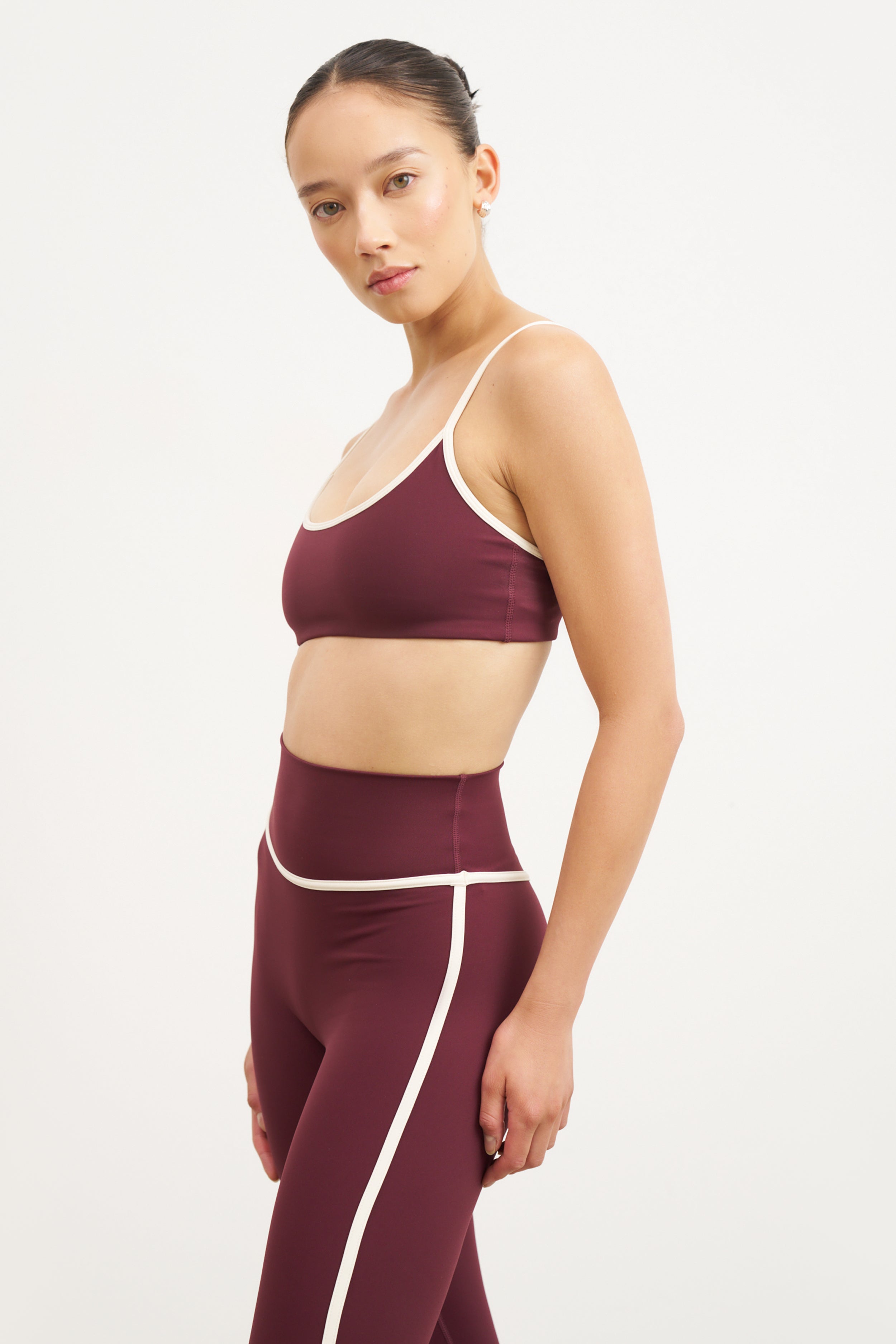 Base Contrast Trim Cami Bra - Merlot/Tofu