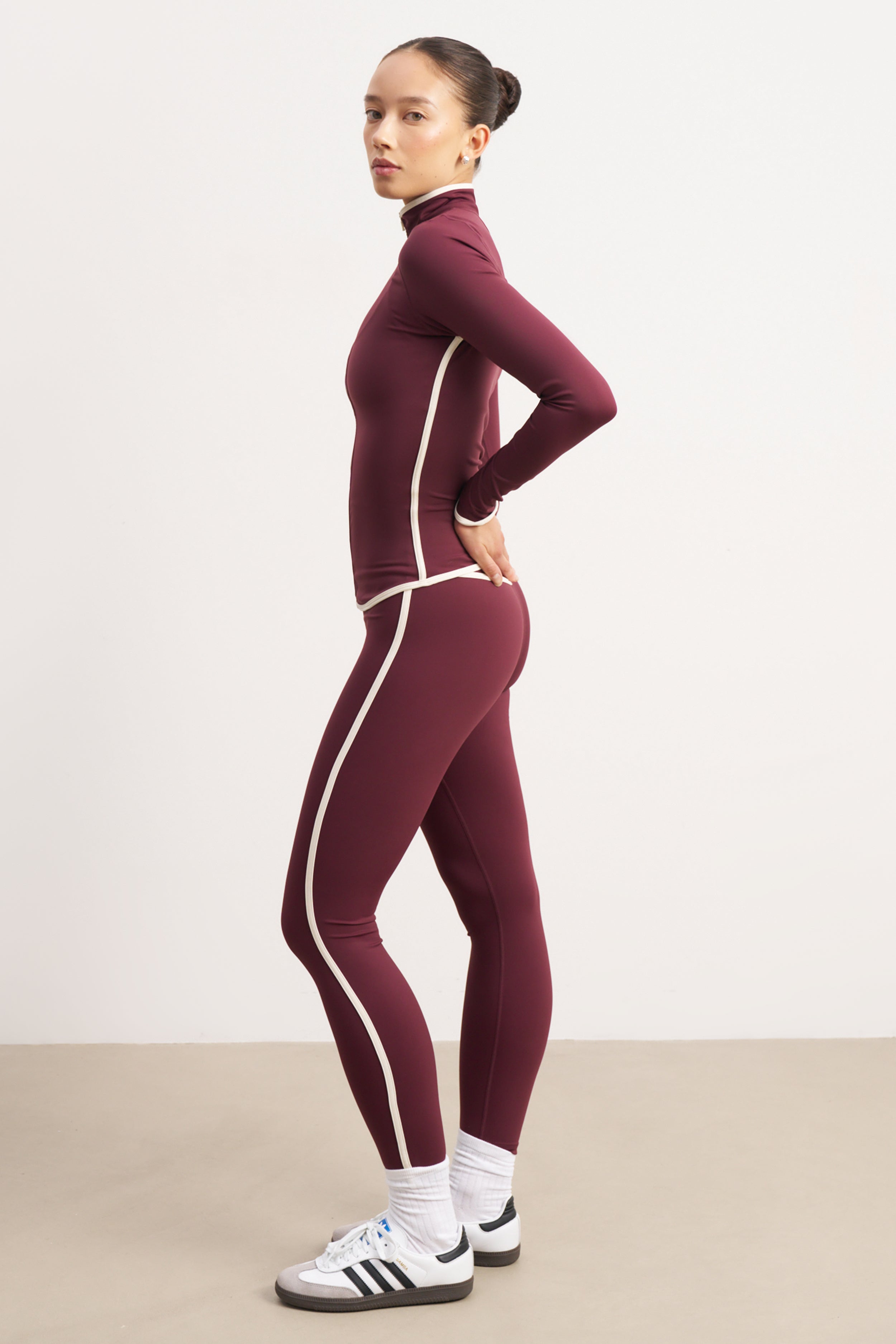 Base Contrast Trim Zip Up Jacket - Merlot/Tofu