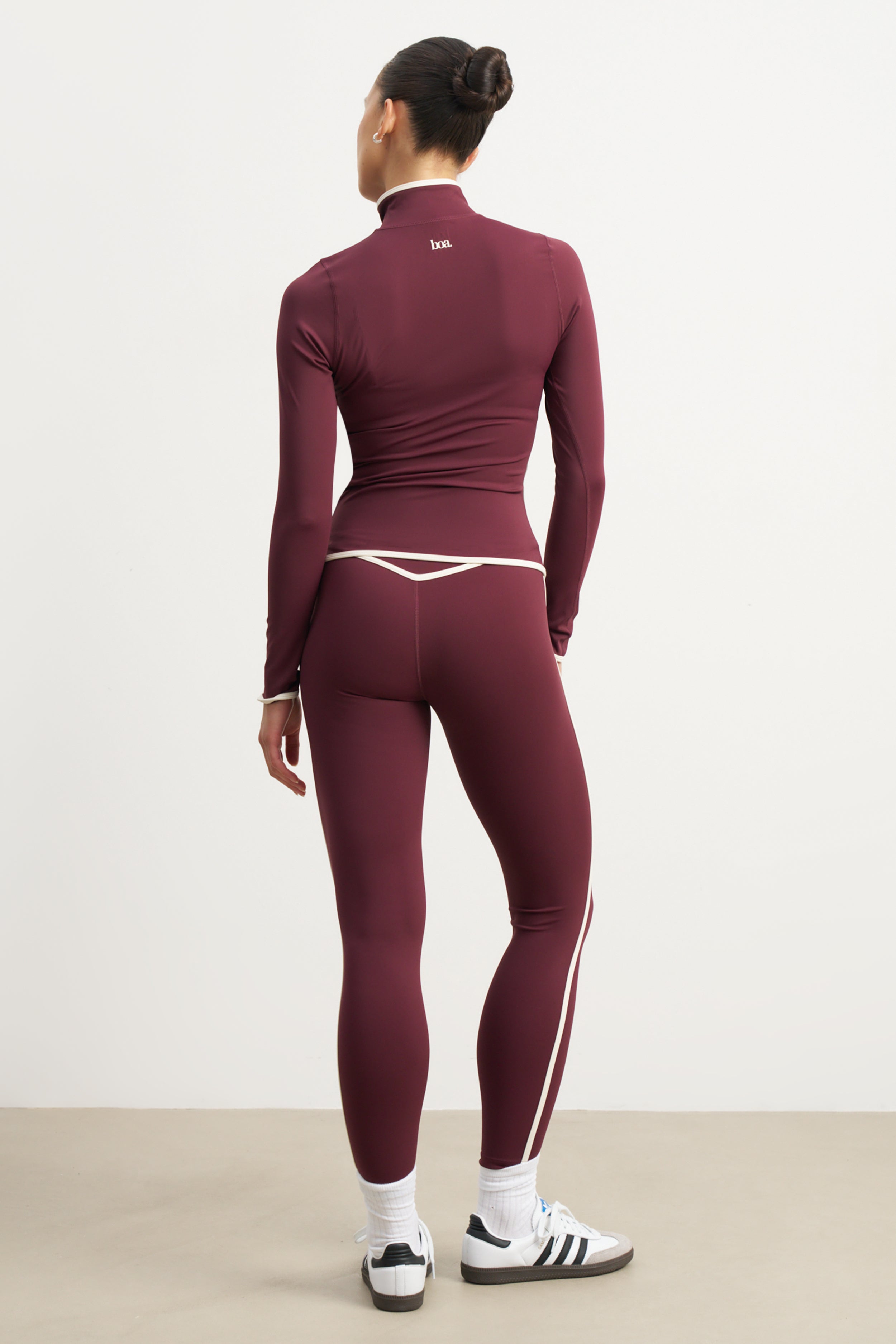 Base Contrast Trim Zip Up Jacket - Merlot/Tofu