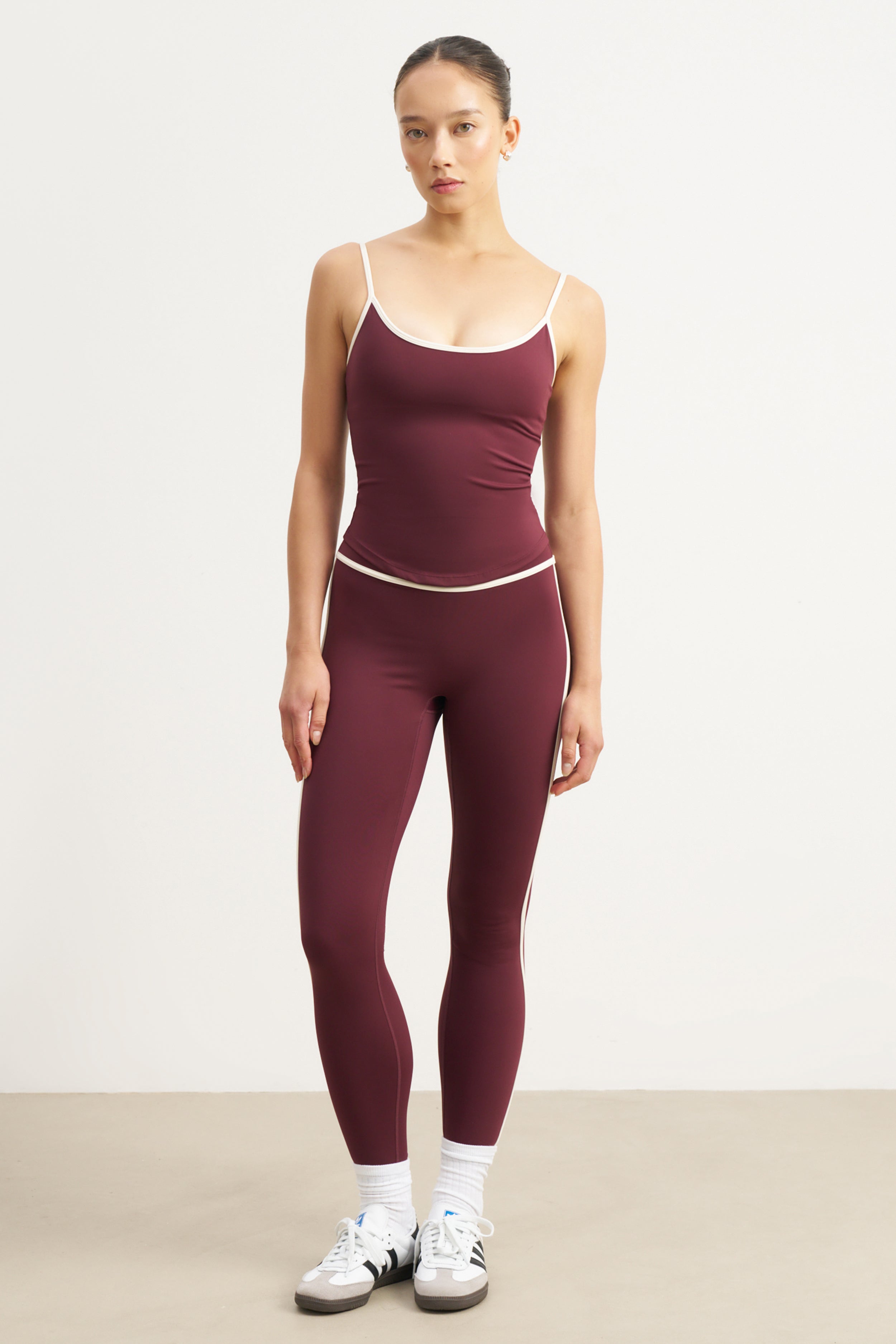 Base Contrast Trim Cami Top - Merlot/Tofu