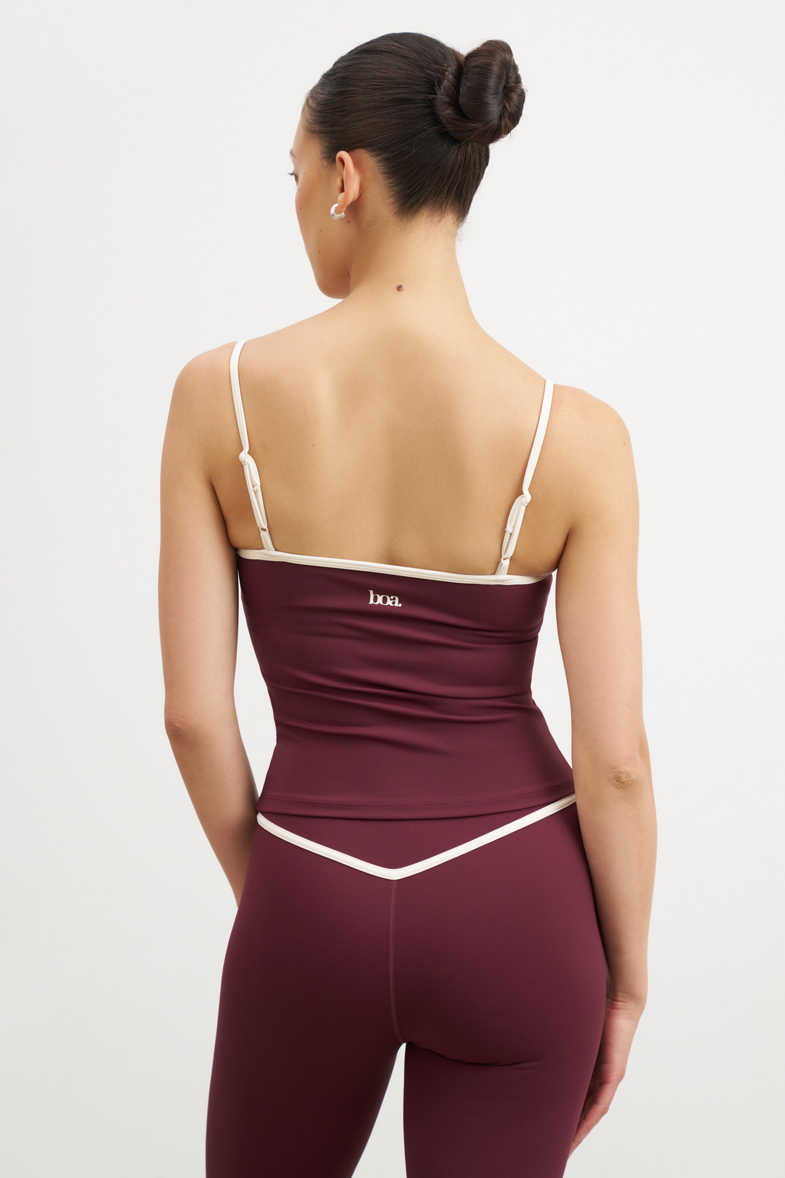 Base Contrast Trim Cami Top - Merlot/Tofu