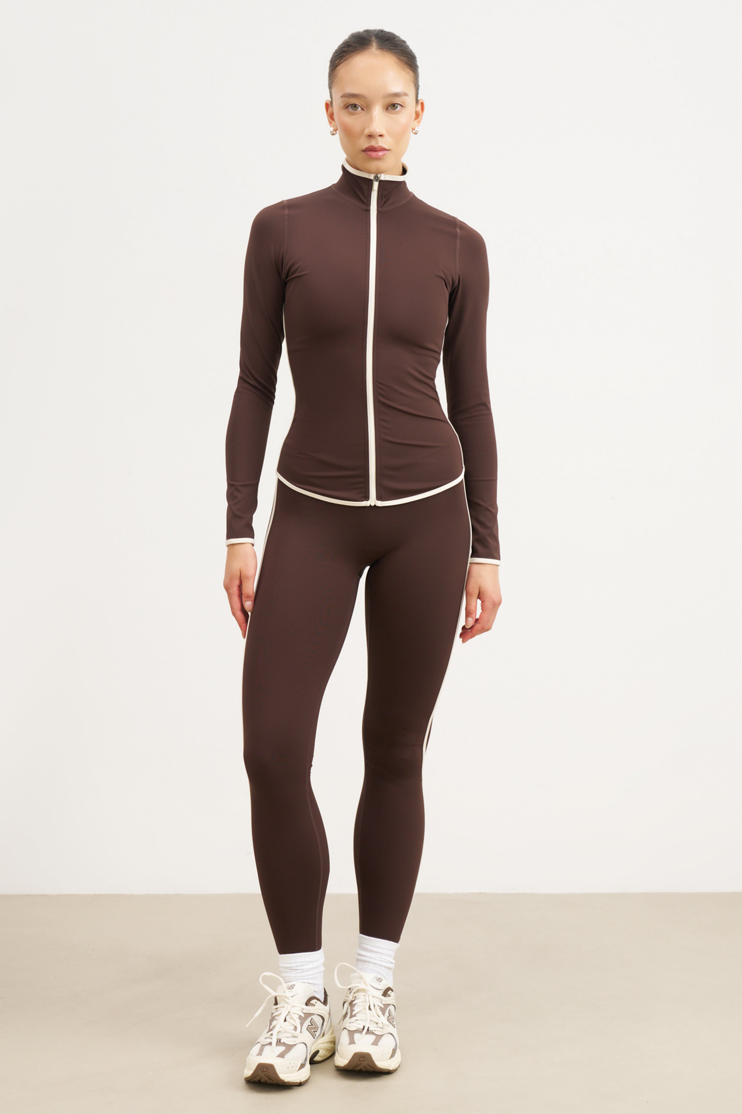 Base Contrast Trim Zip Up Jacket - Carob/Tofu