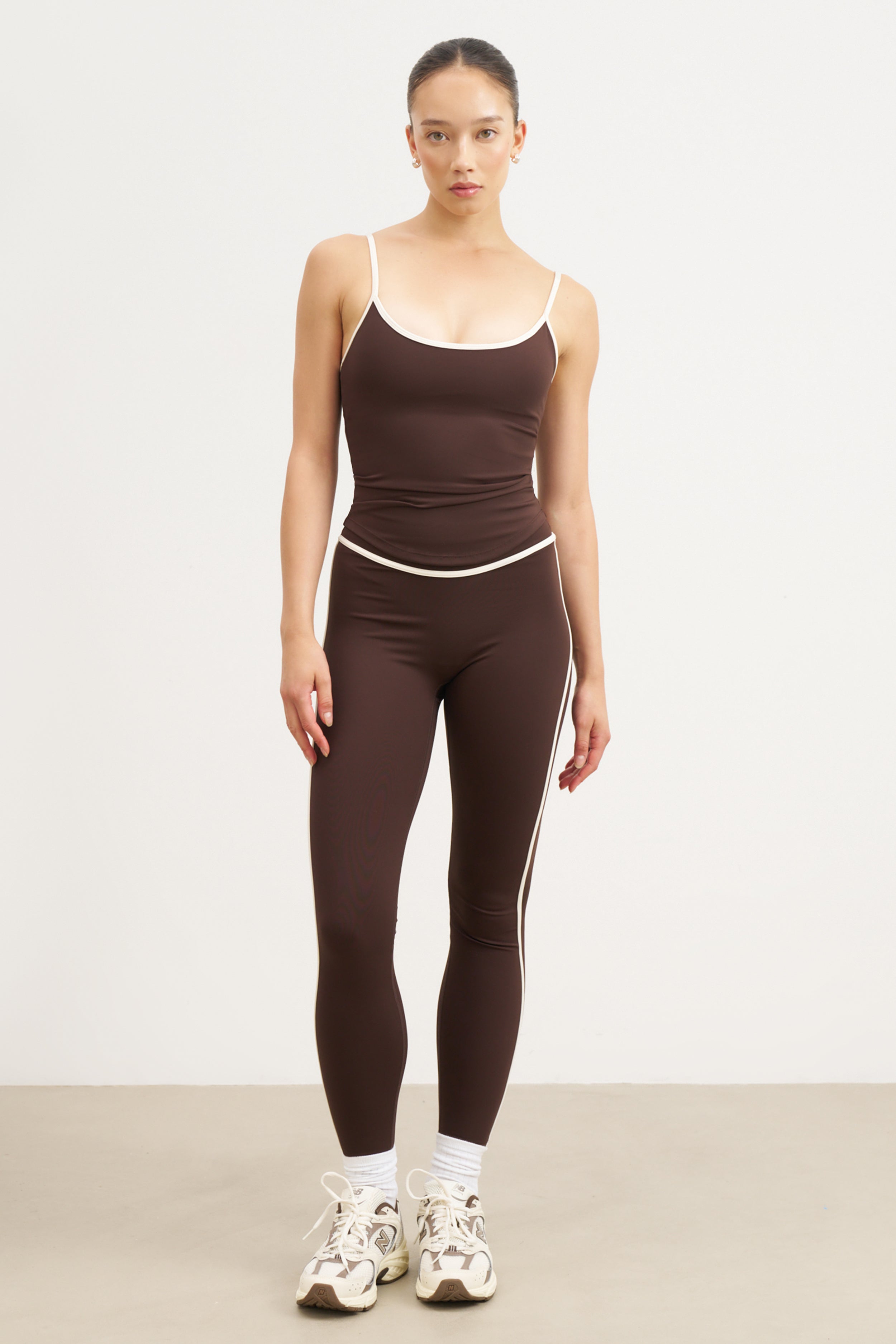 Base Contrast Trim Cami Top - Carob/Tofu