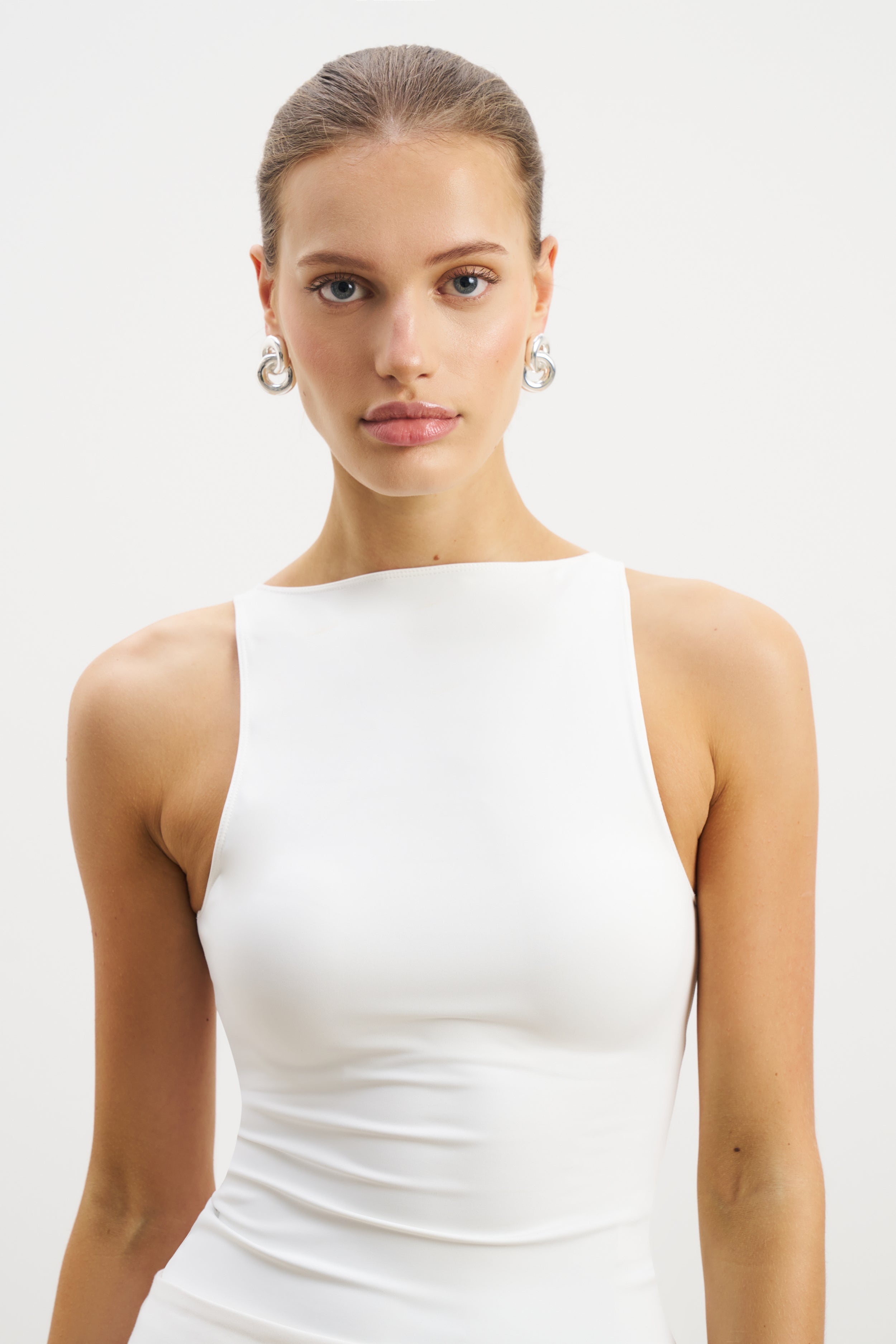 Boat Neck Tank Top - White