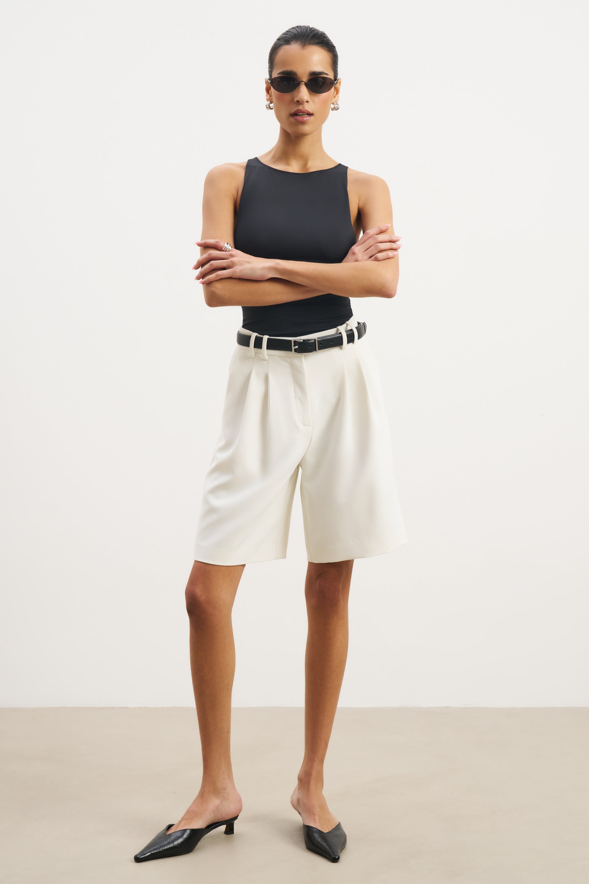 Boat Neck Tank Top - Black