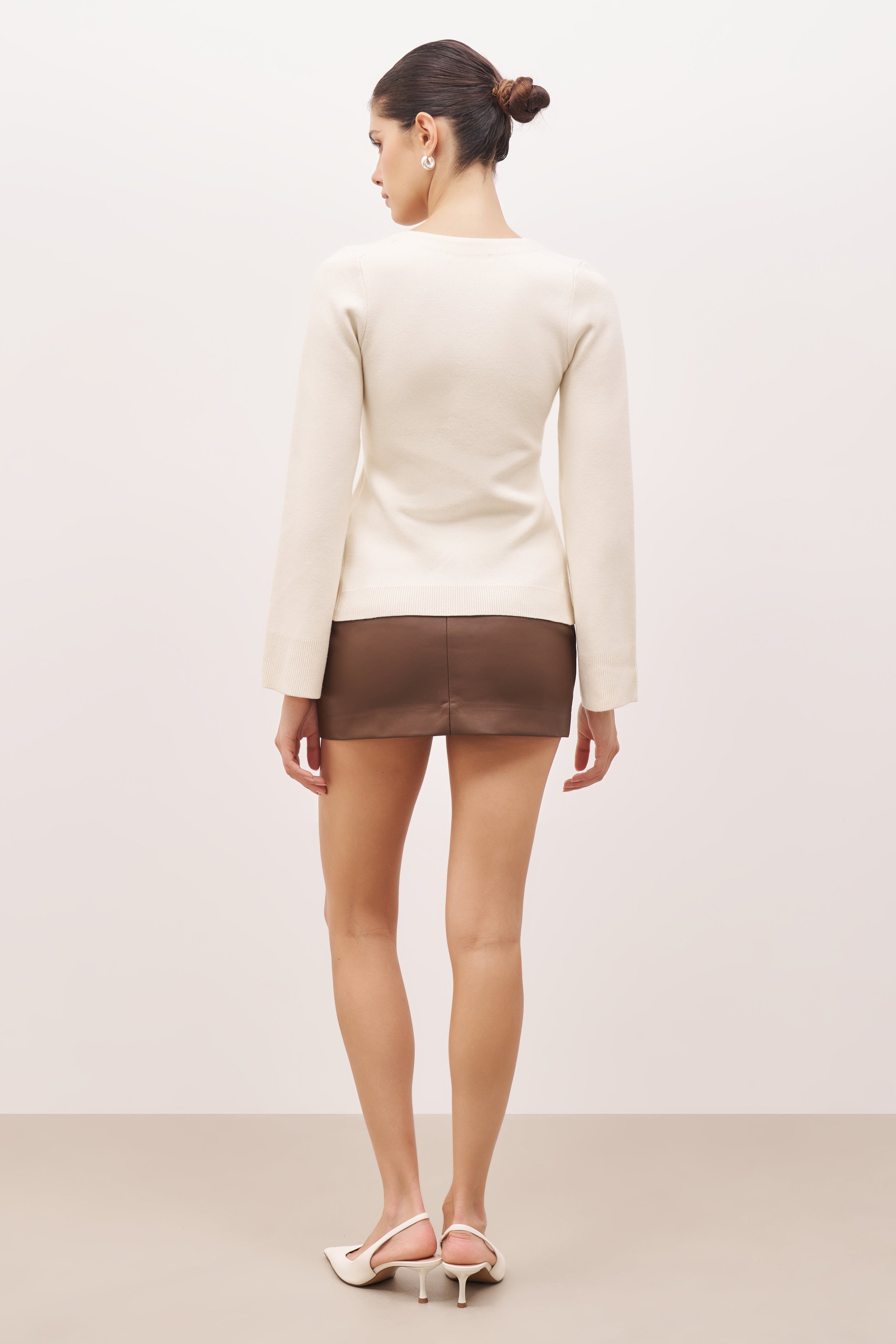 V Neck Hourglass Cardigan - Cream