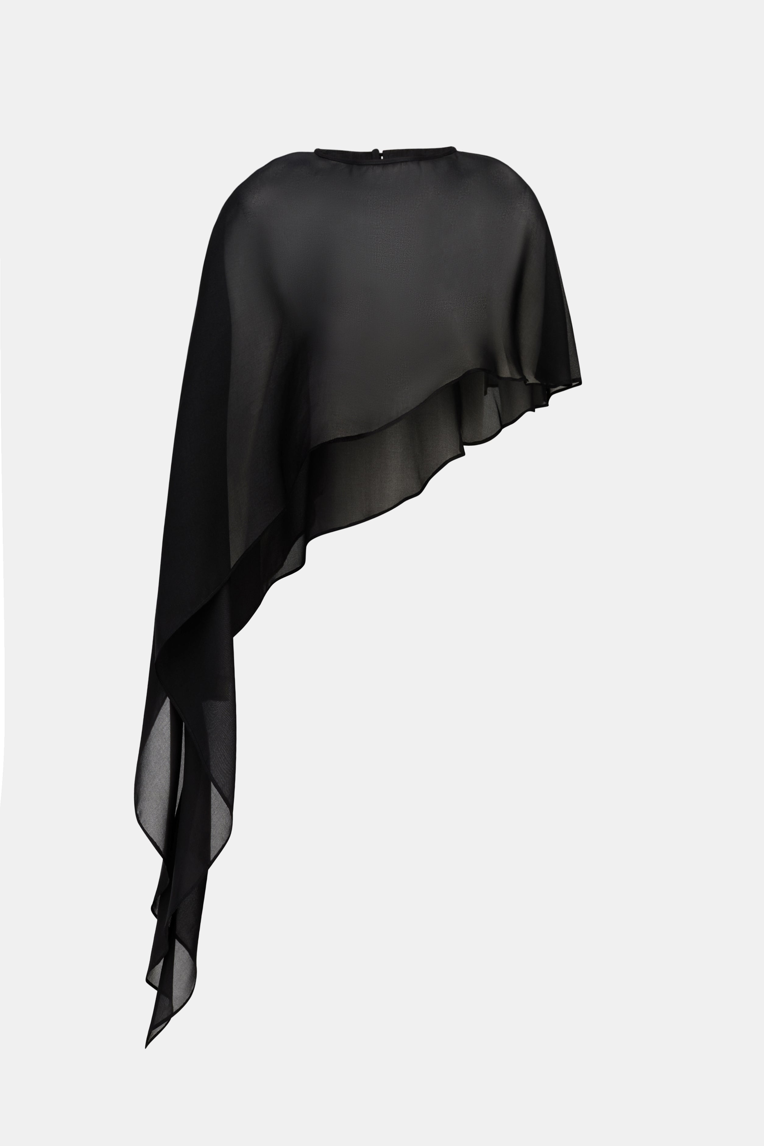 Sheer Chiffon Asymmetric Cape - Black