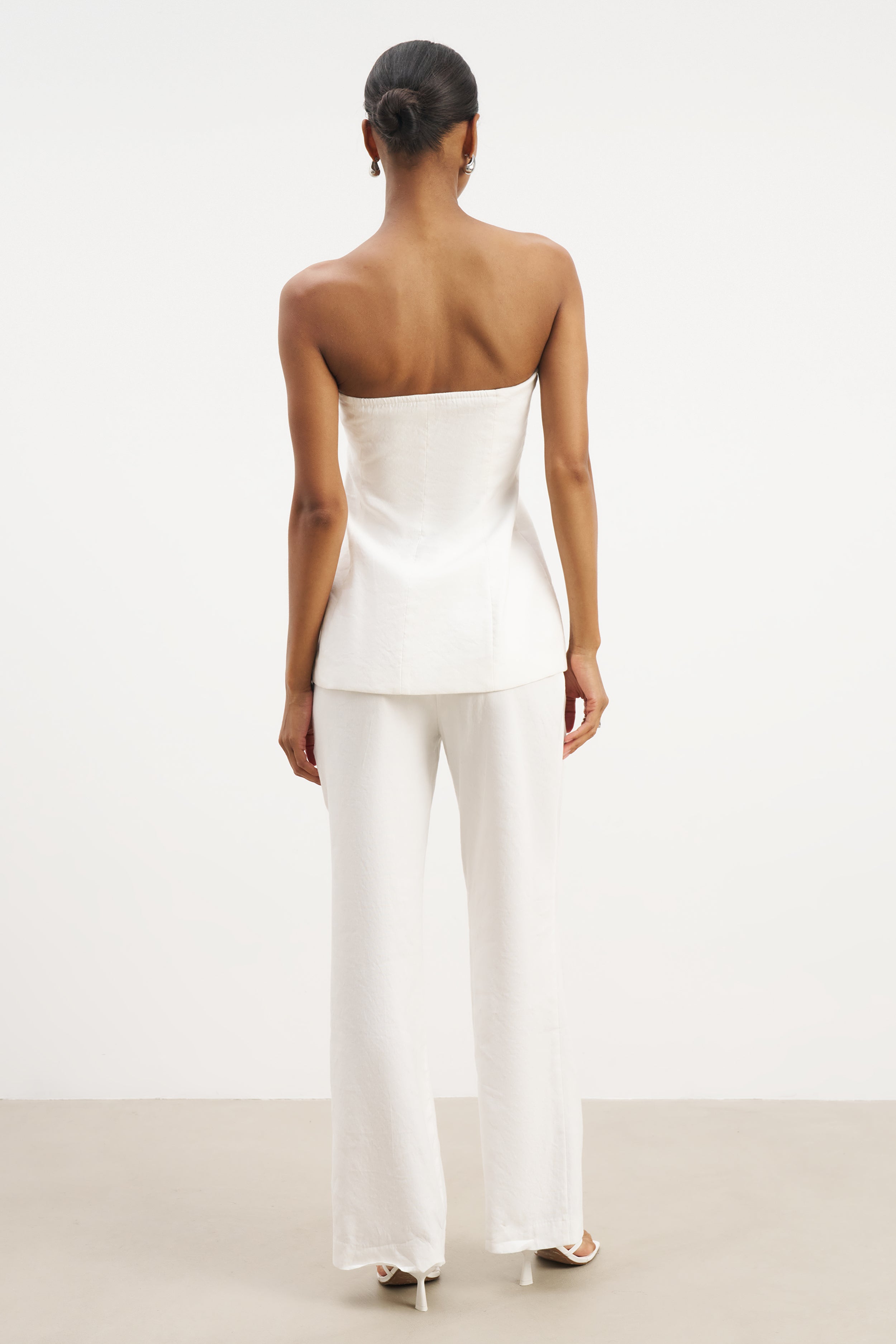 Strapless Linen A Line Bodice - White