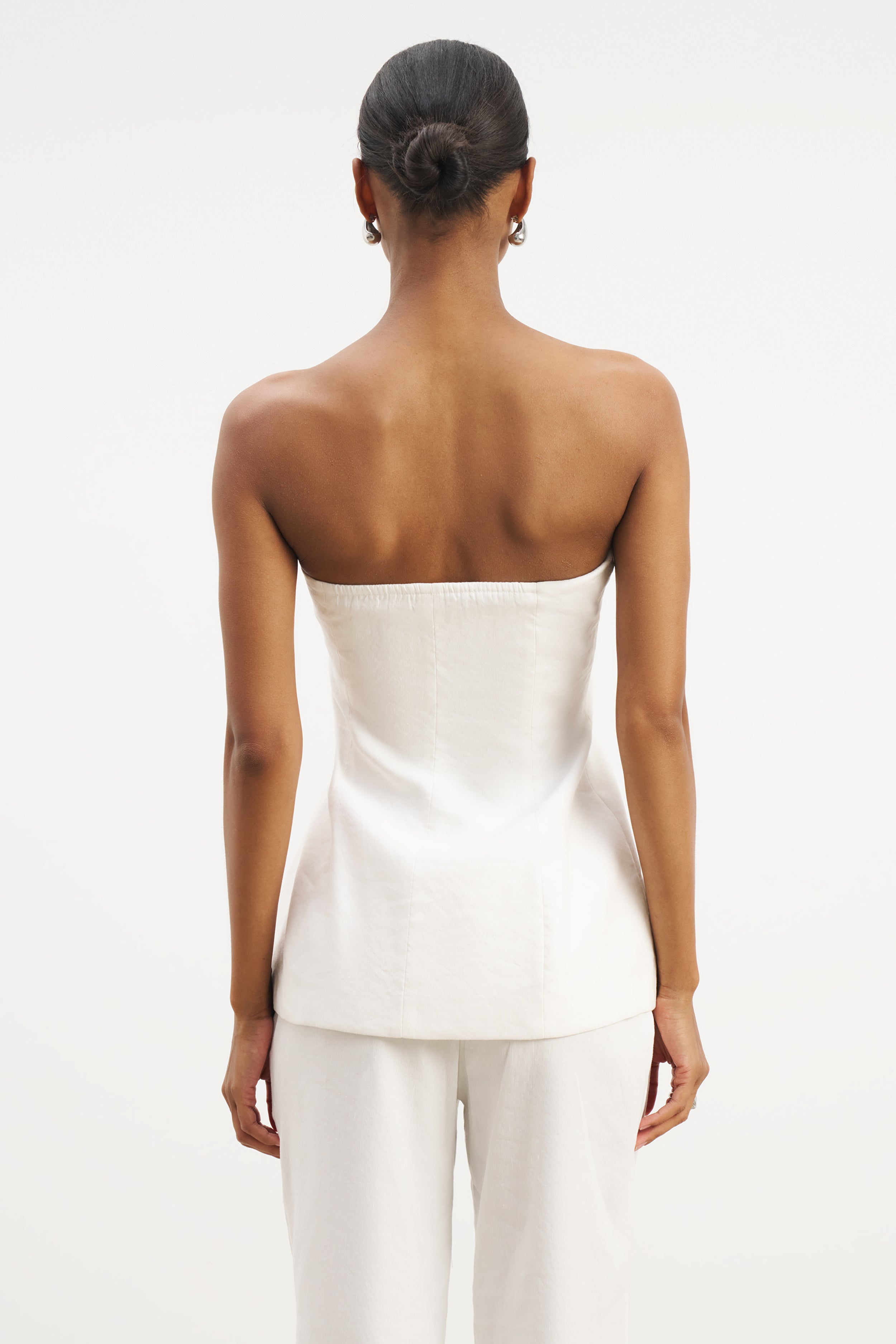 Strapless Linen A Line Bodice - White