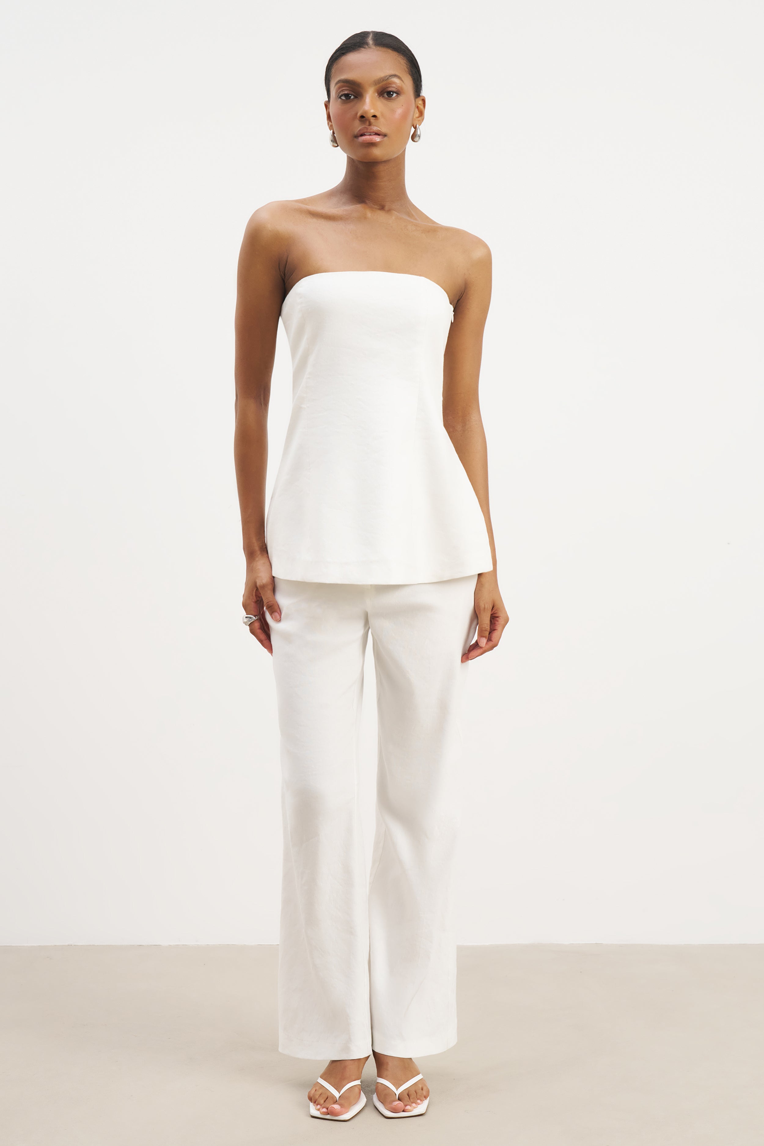 Strapless Linen A Line Bodice - White