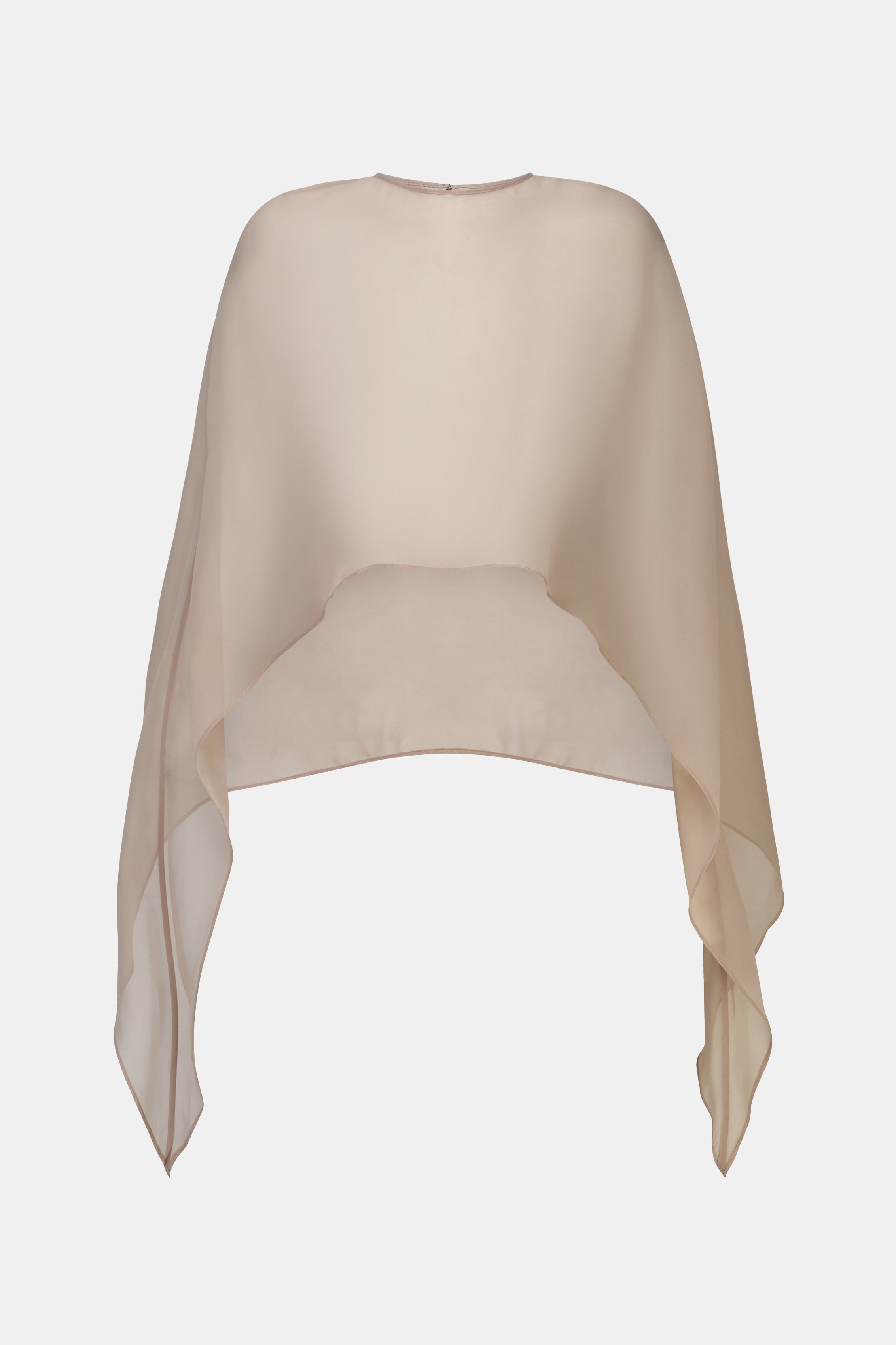Sheer Chiffon Curved Hem Cape - Champagne