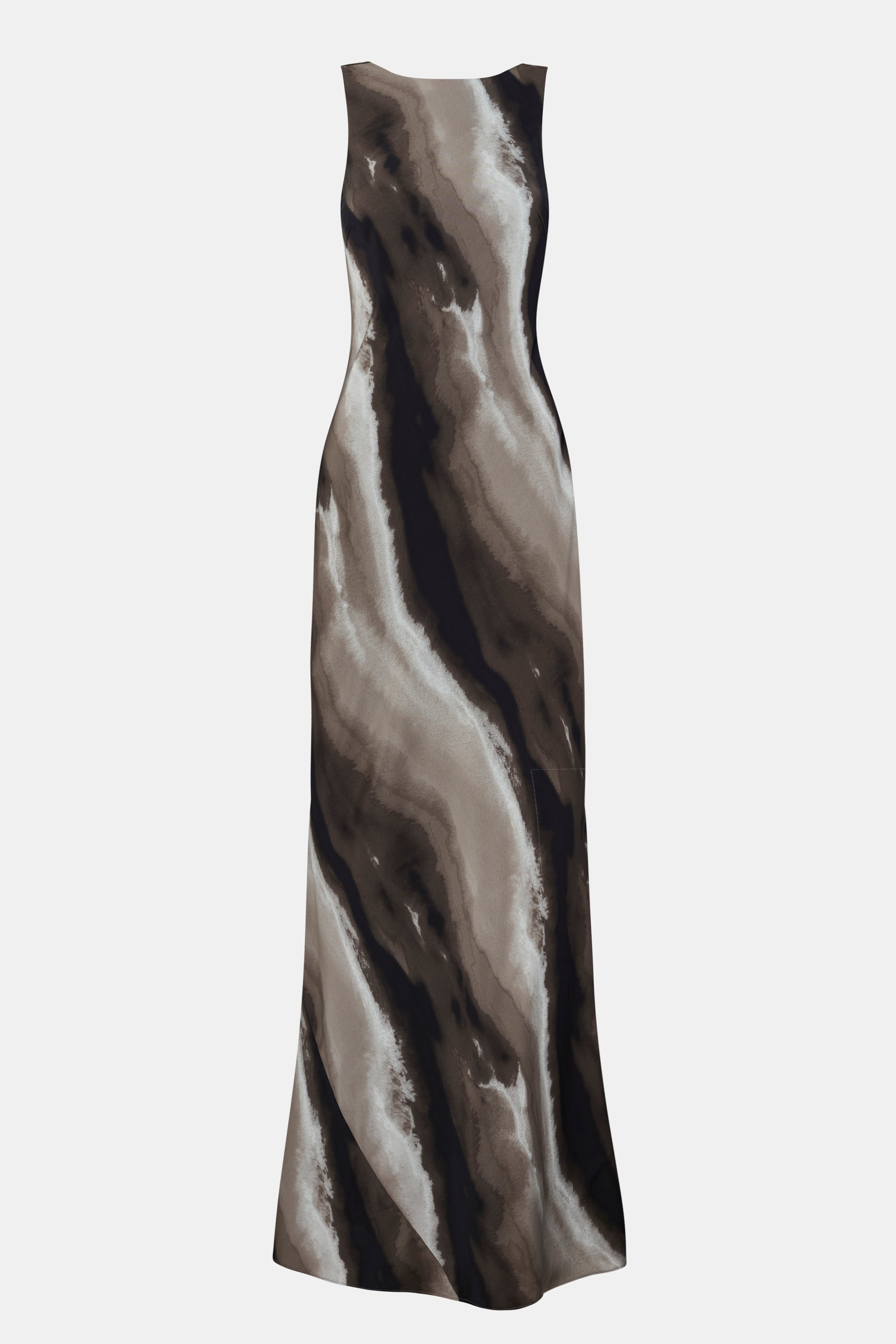 Satin Backless Cowl Maxi Dress - Sage Marble