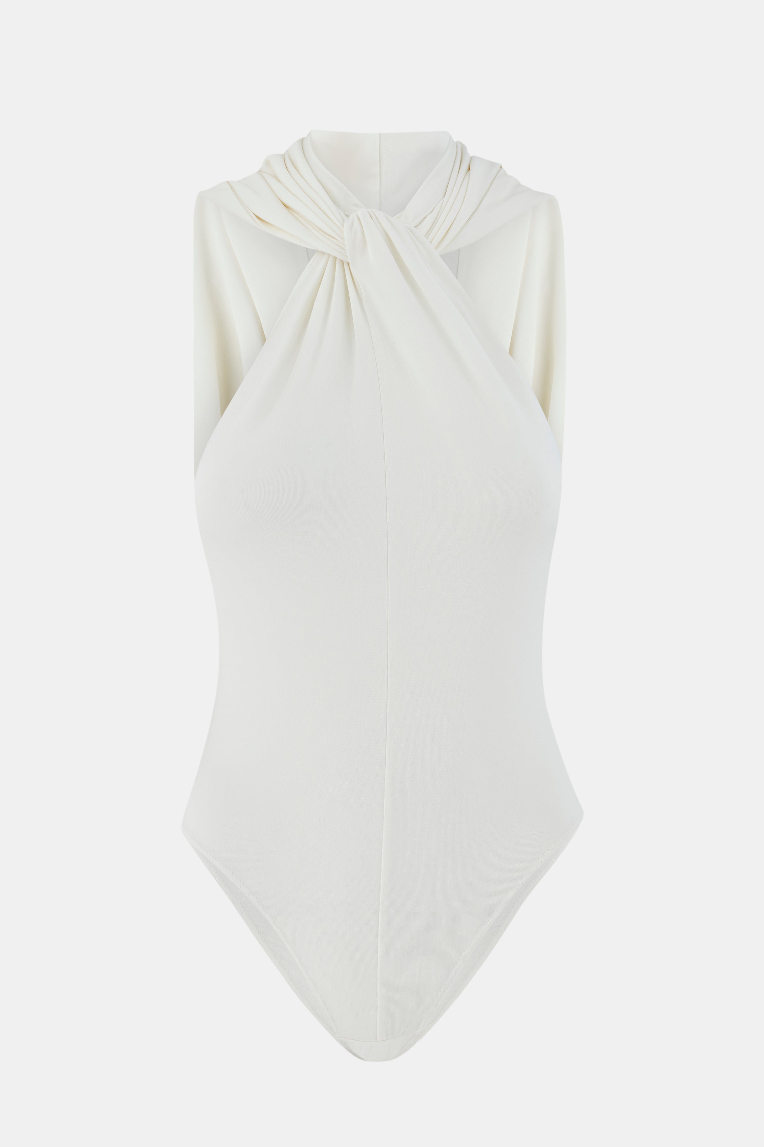 Hooded Halterneck Bodysuit - White