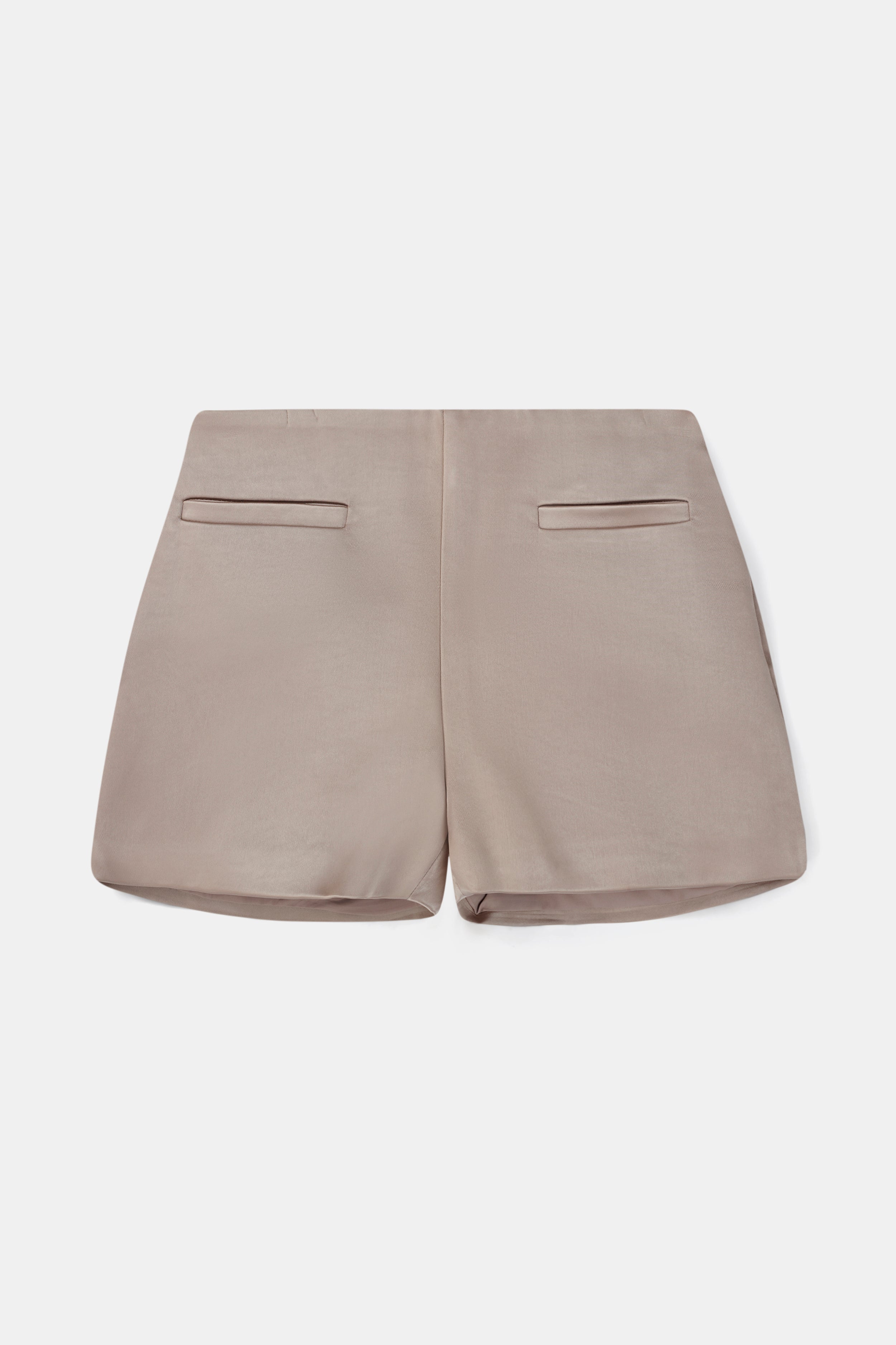Tailored Satin Micro Shorts - Mink