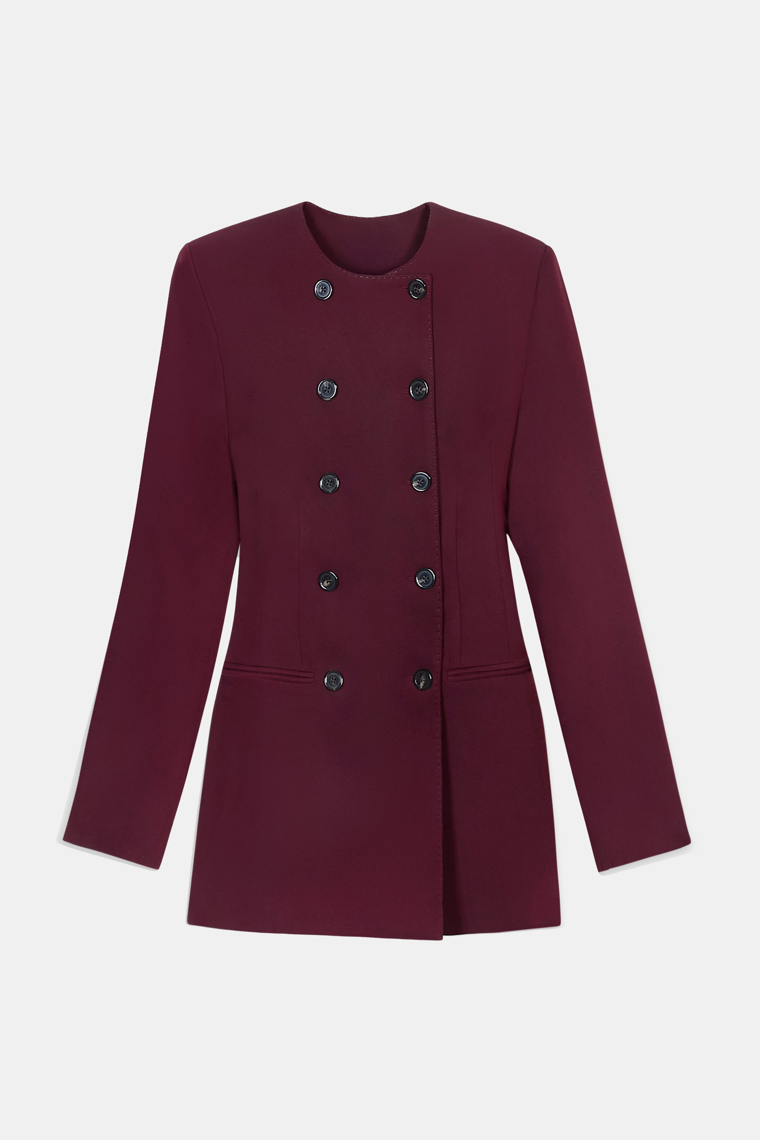 Tailored Collarless Blazer Dress - Mulberry