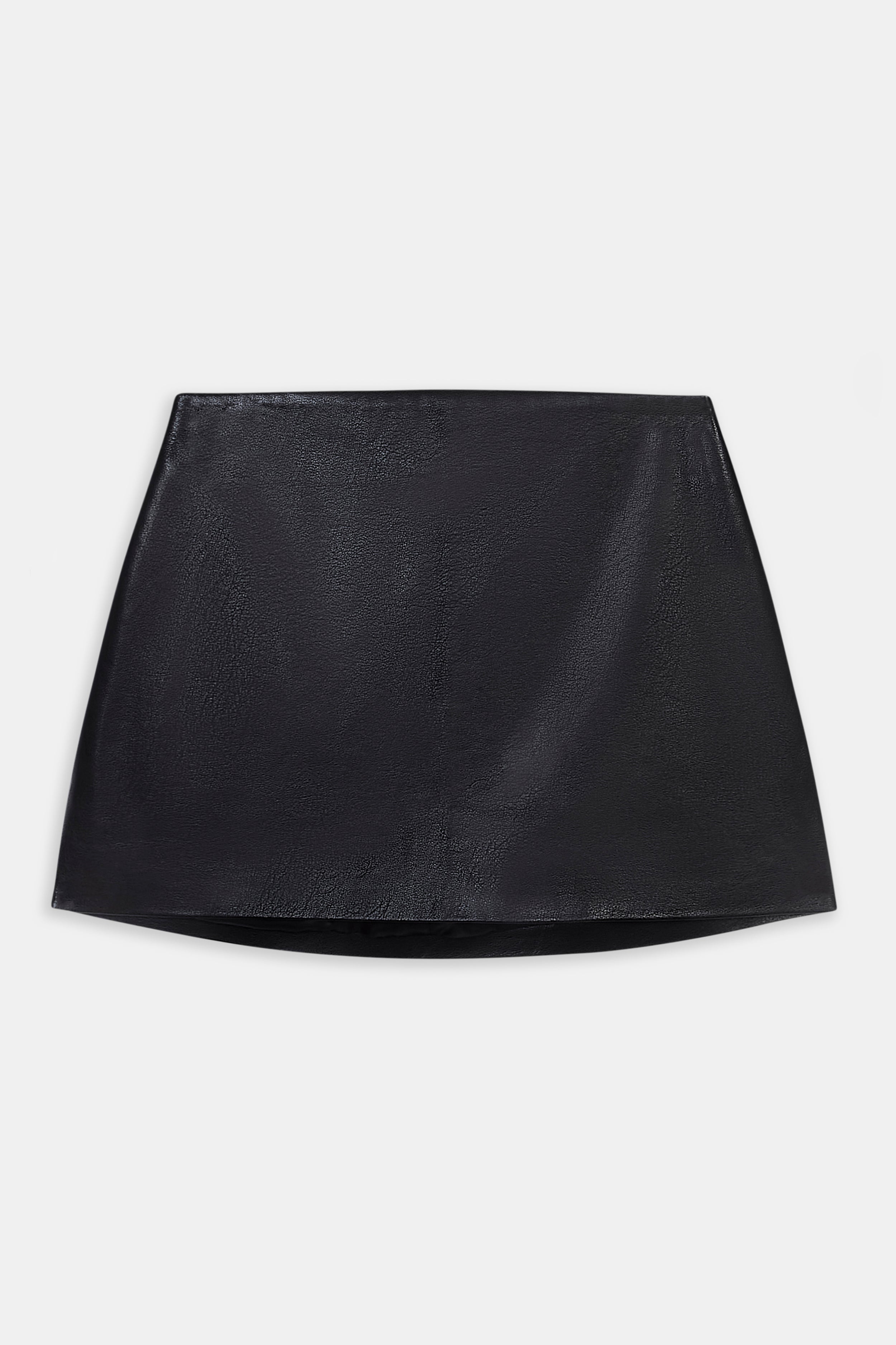 Clean Cut Leather Micro Skirt - Black