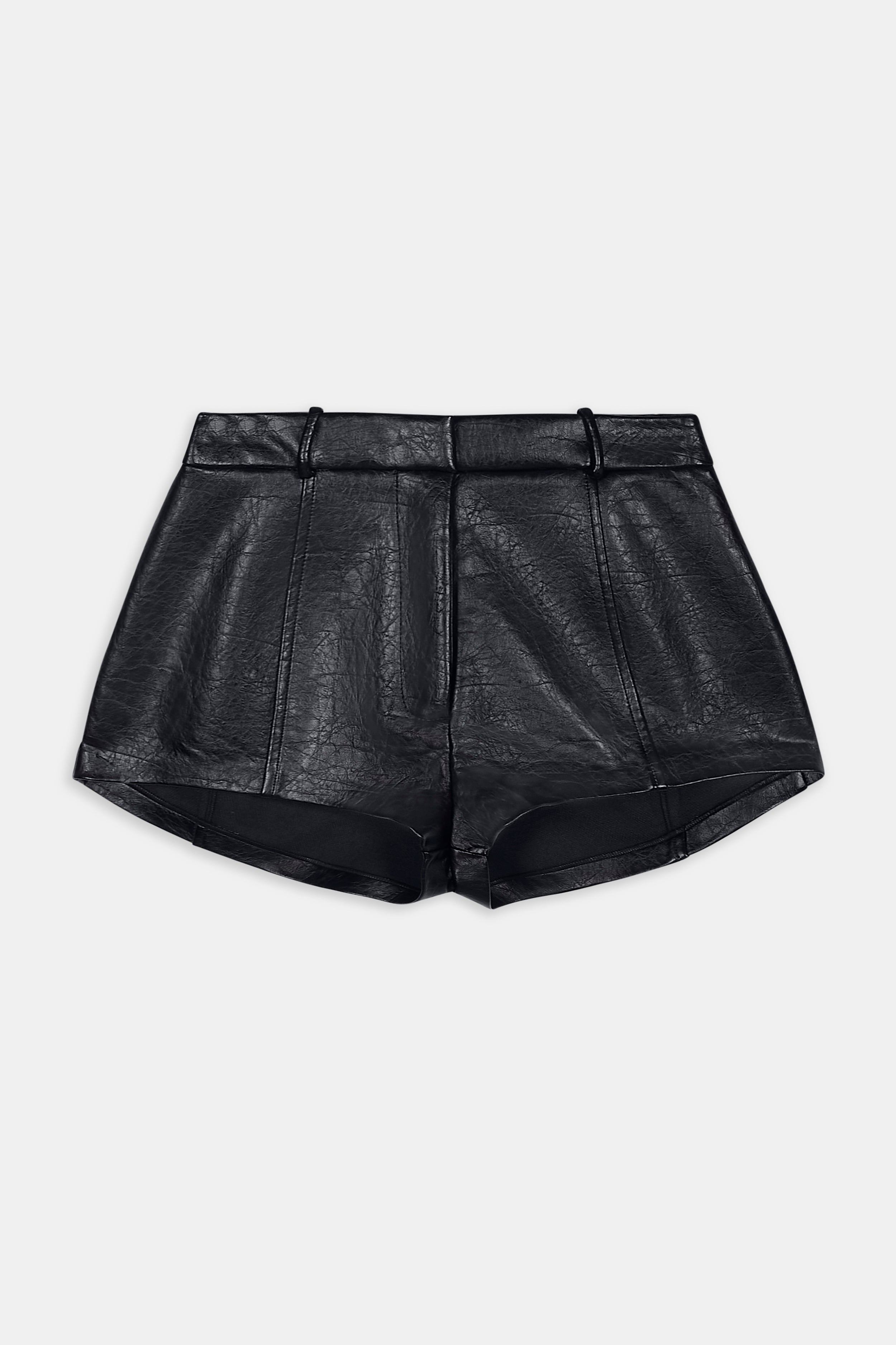 Tailored Leather Micro Shorts - Black