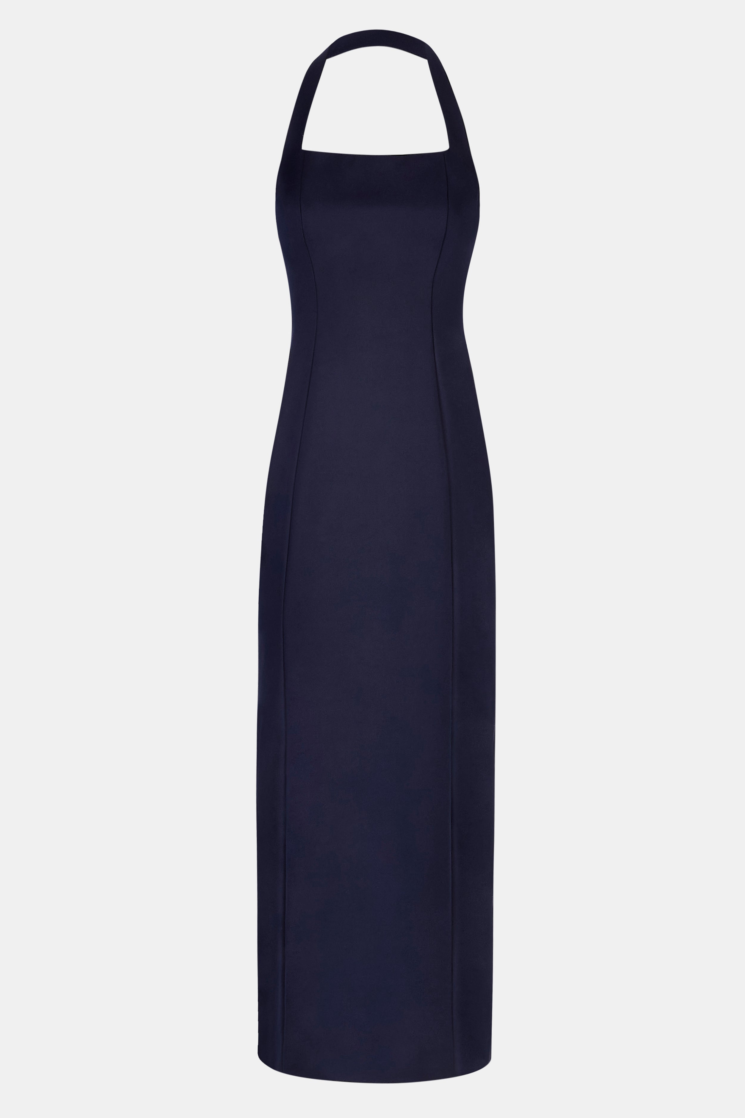 Tailored Halter Midi Dress - Navy