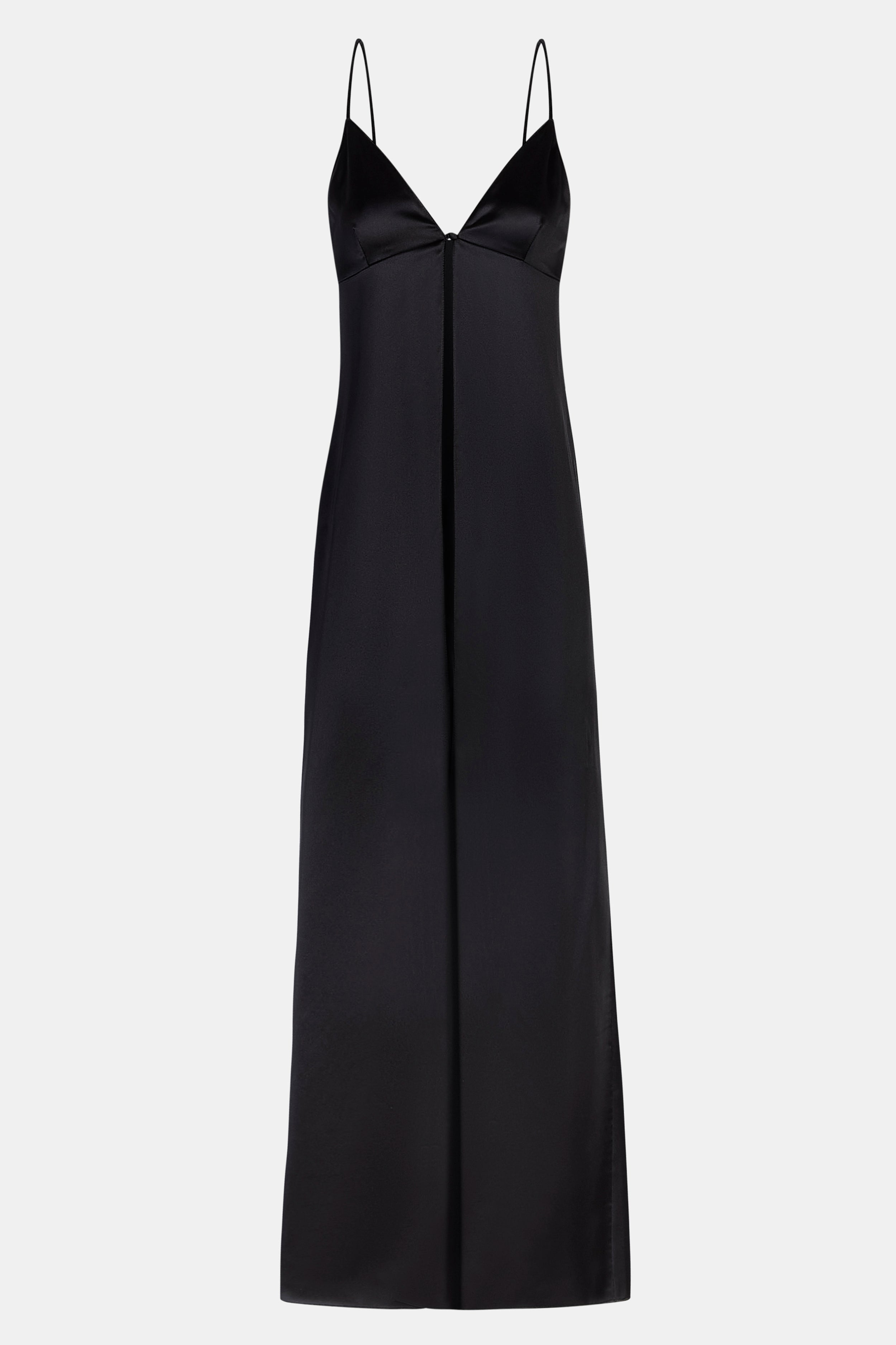 Satin V Neck Longline Camisole - Black