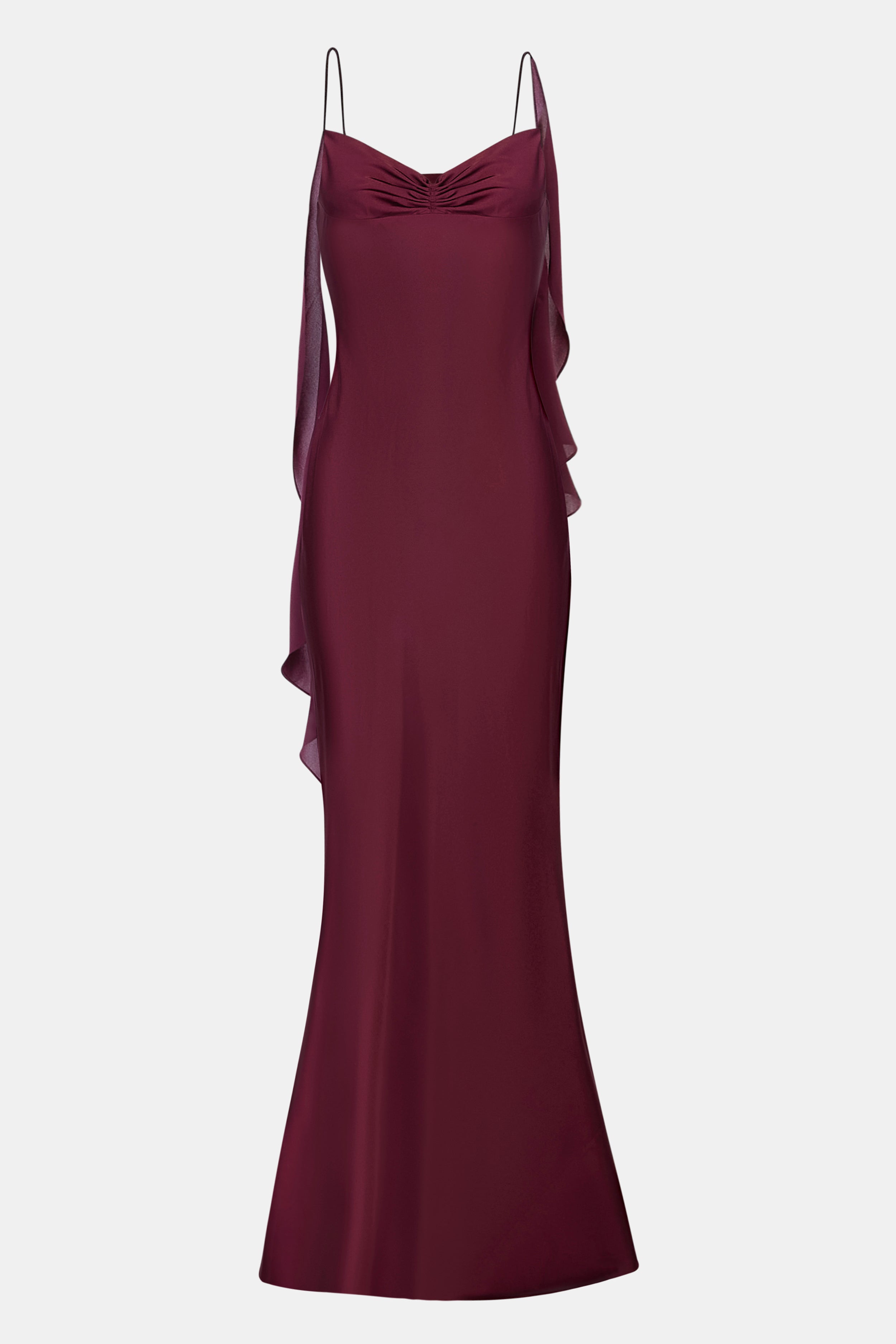 Ruched Bust Satin Slip Dress - Mulberry