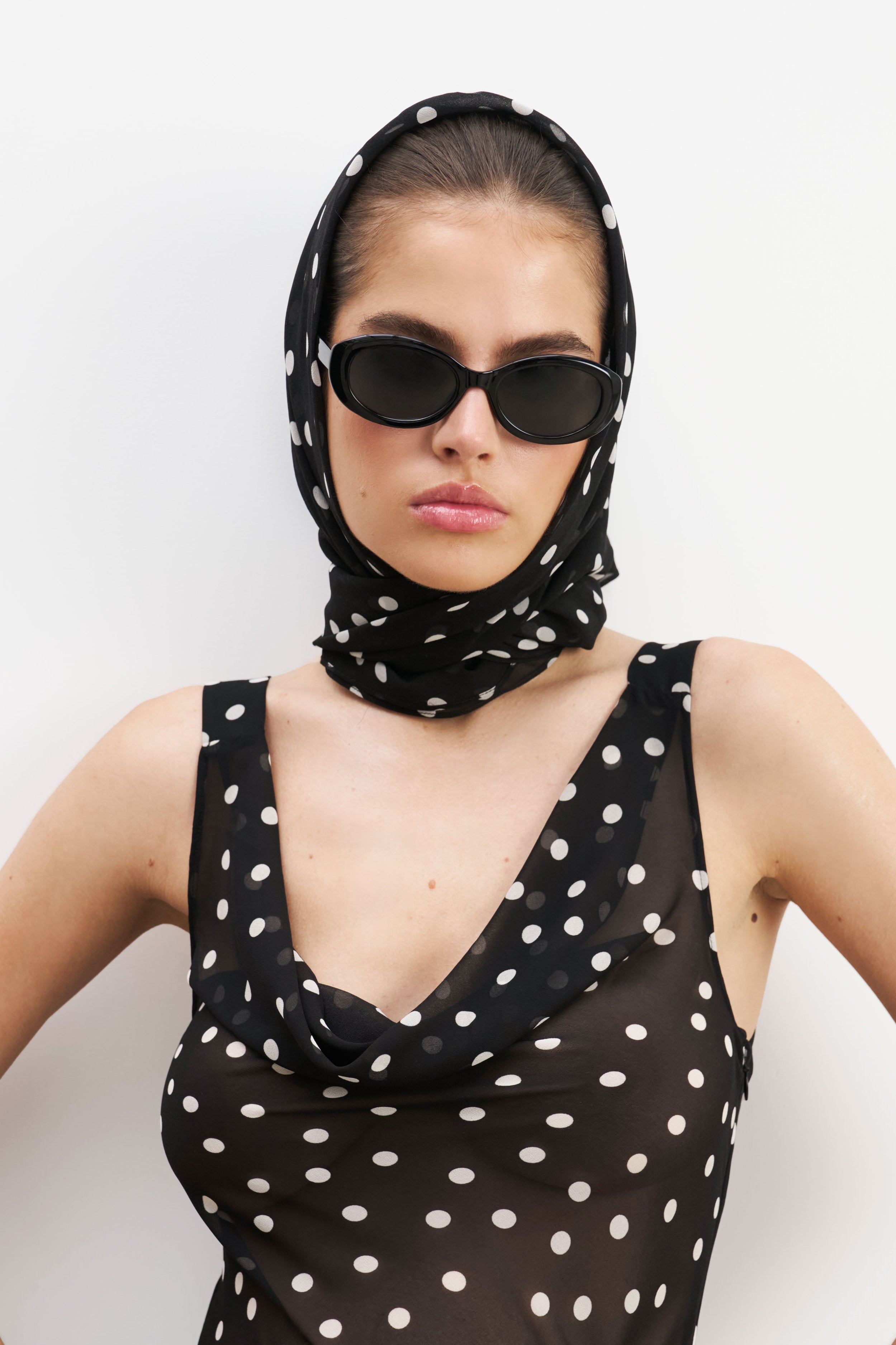 Chiffon Maxi Polka Dot Sarong Scarf - Maxi Polka Dot