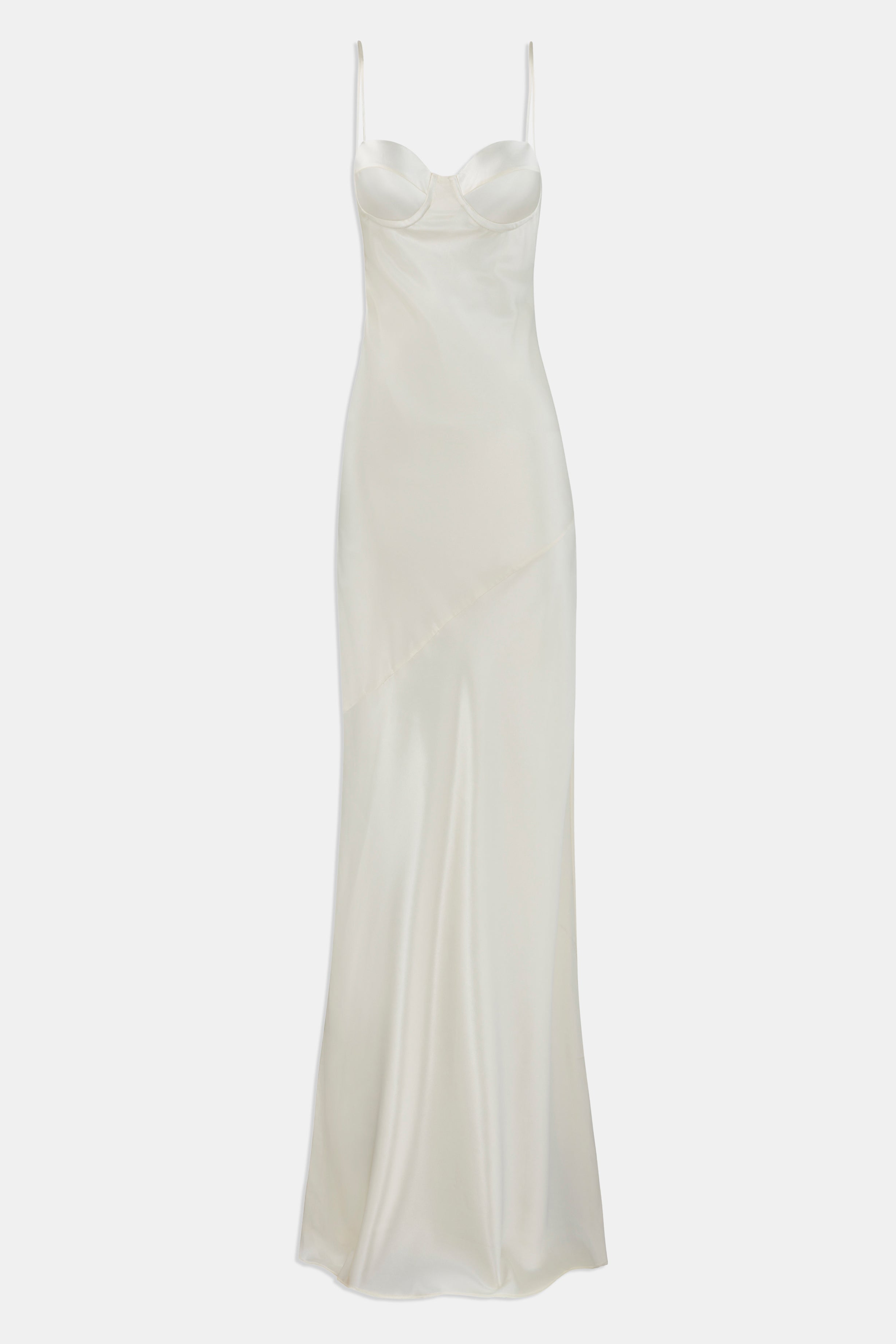 Satin Cup Detail Slip Dress - Cream