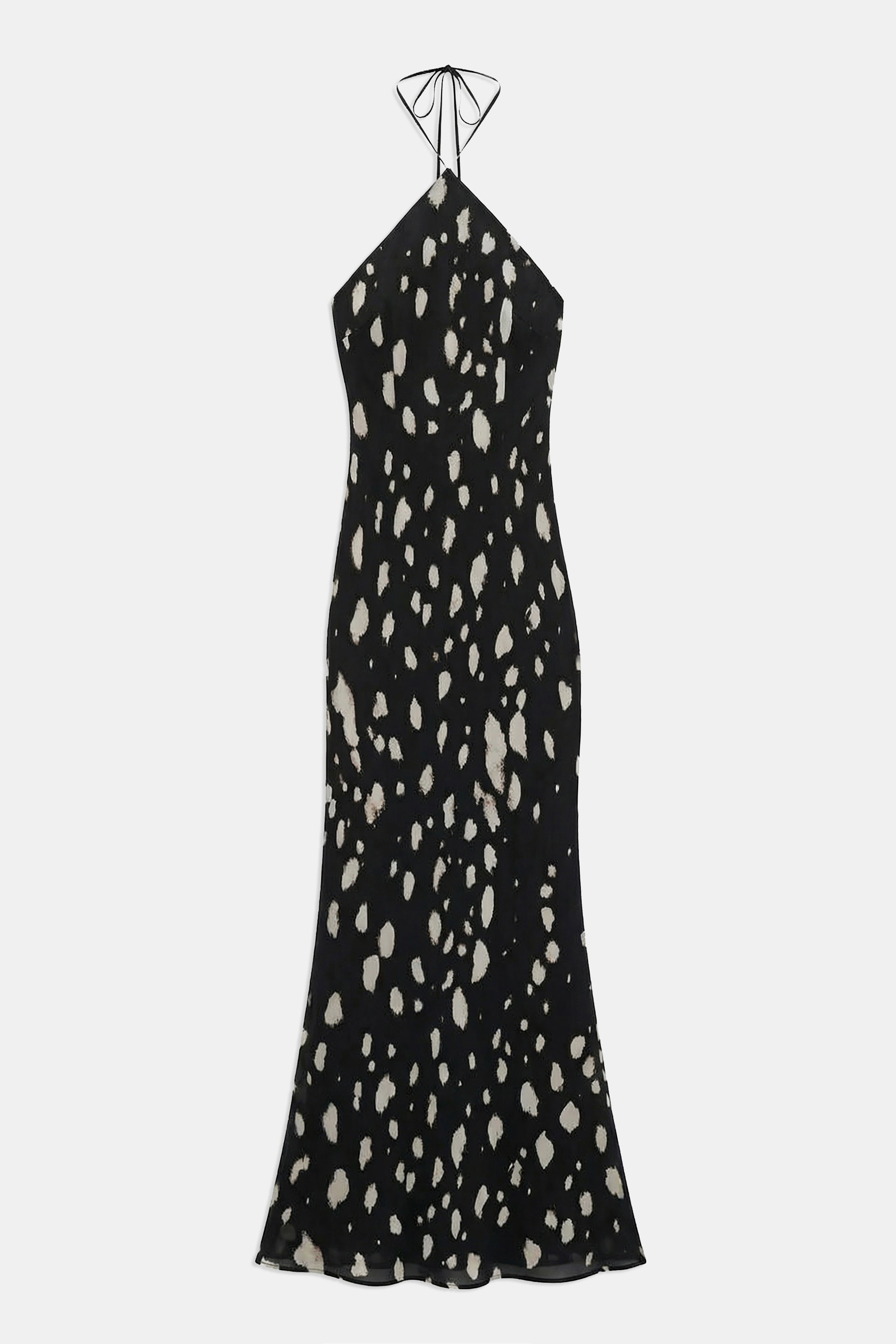 Clean Cut Chiffon Halterneck Gown - Abstract Dot