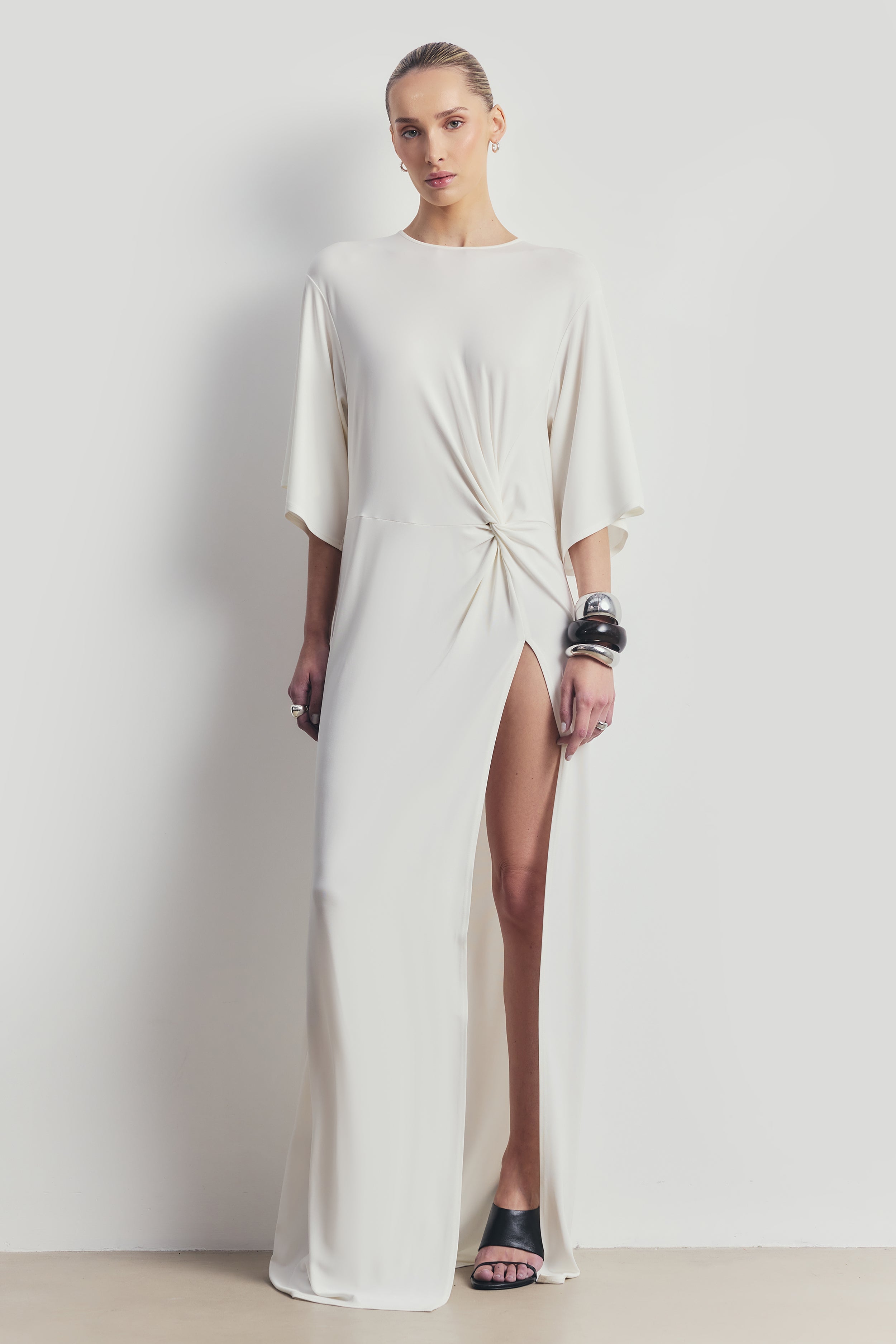 Relaxed Dropped Waist T-Shirt Gown - White