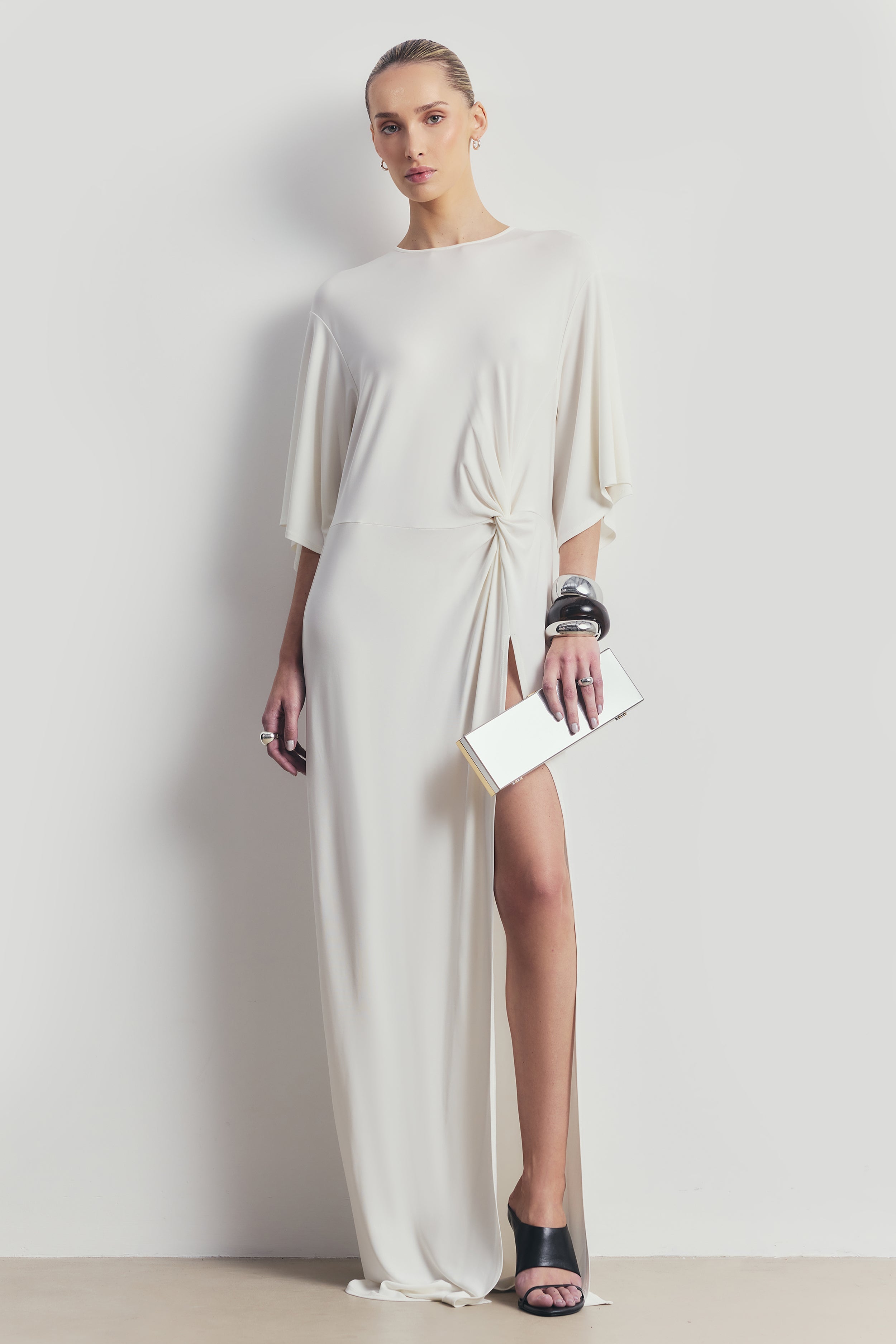 Relaxed Dropped Waist T-Shirt Gown - White