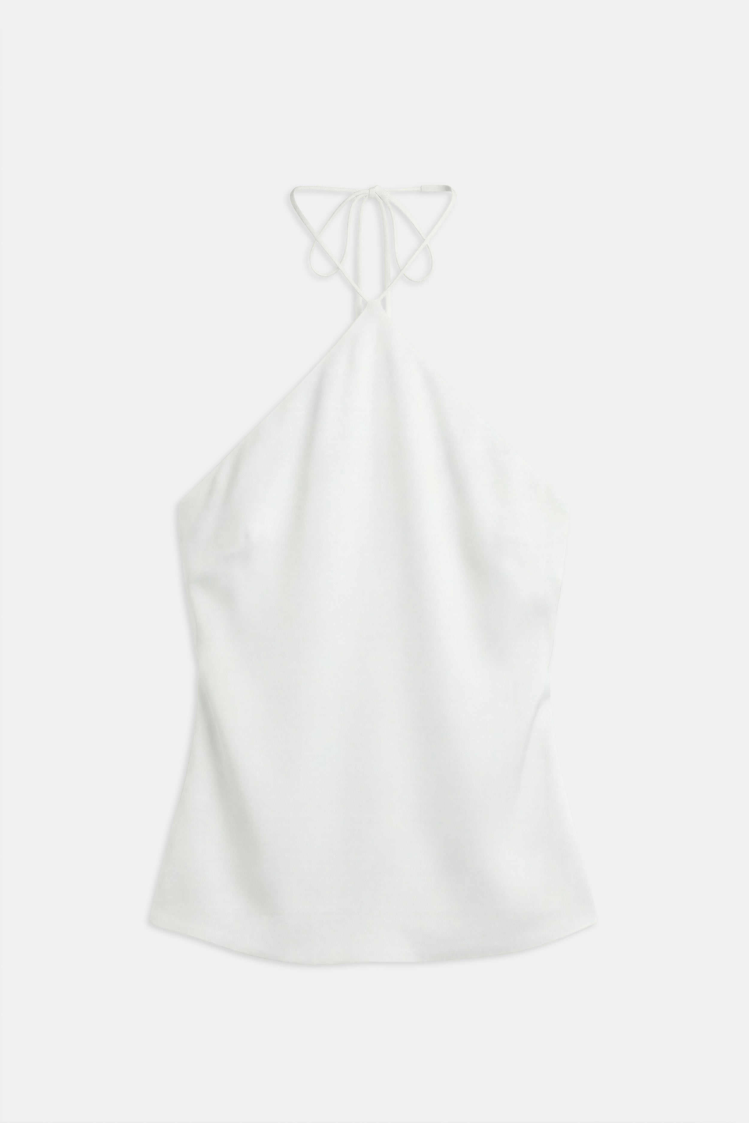 Tailored Satin Halterneck Top - White
