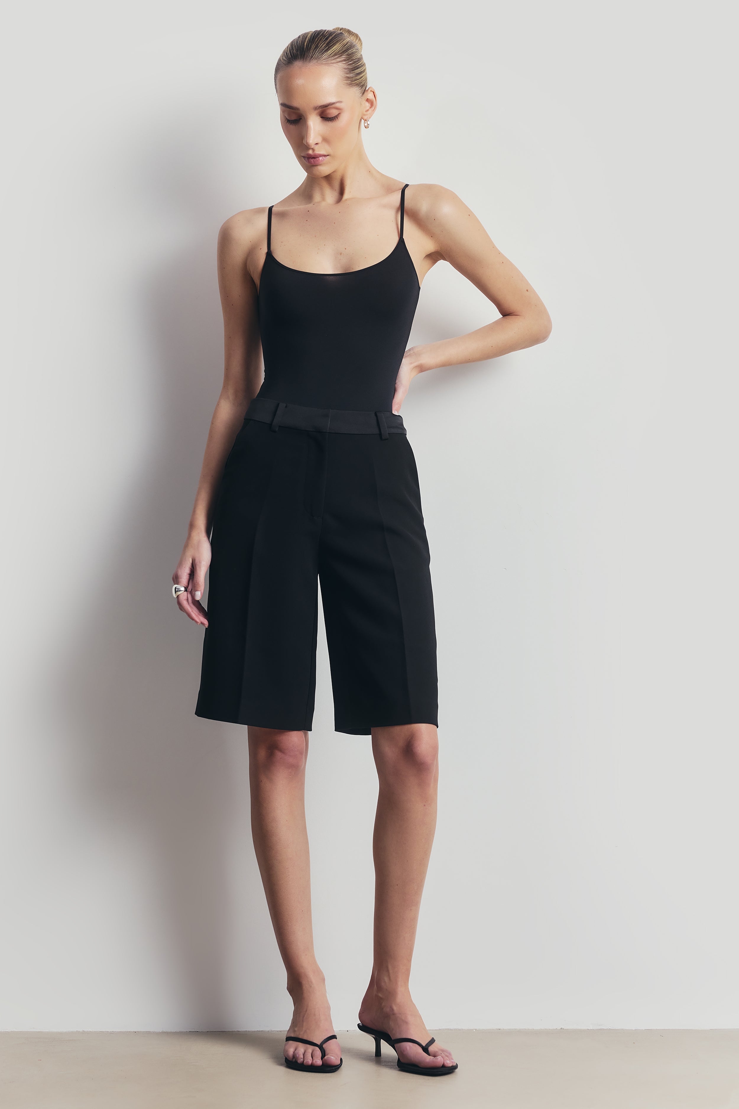 Semi Sheer Camisole Bodysuit - Black