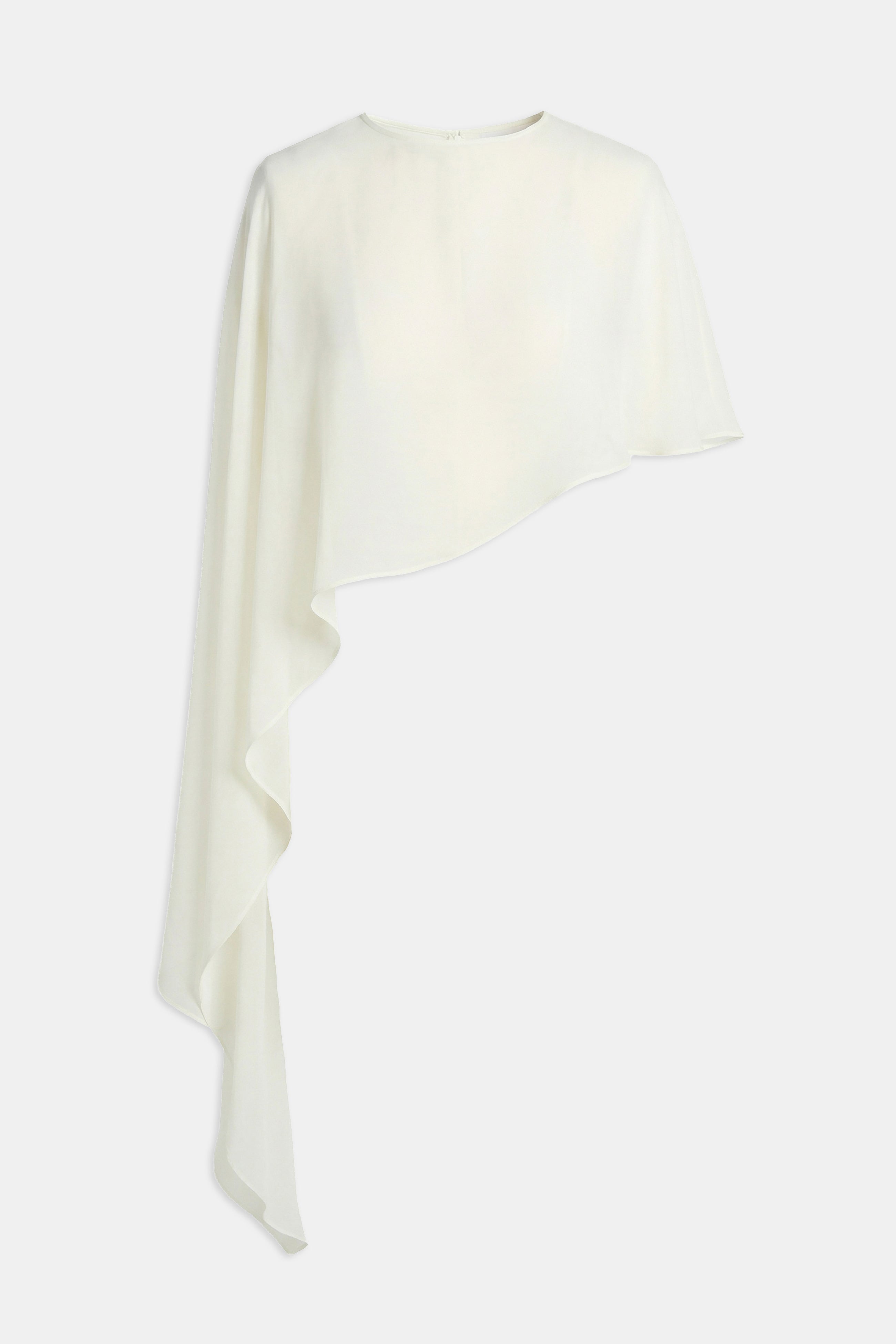 Sheer Chiffon Asymmetric Cape - Cream