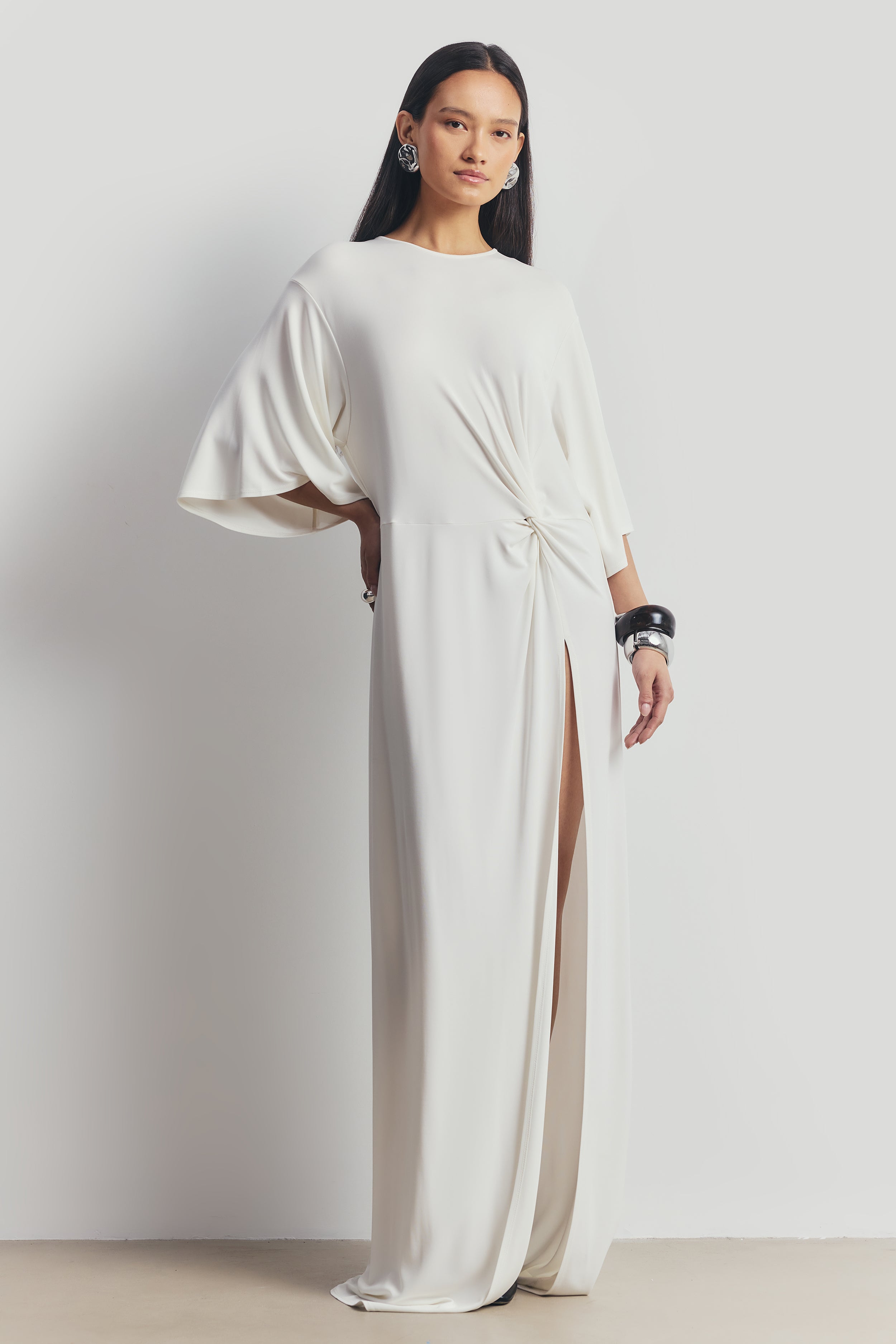 Relaxed Dropped Waist T-Shirt Gown - White