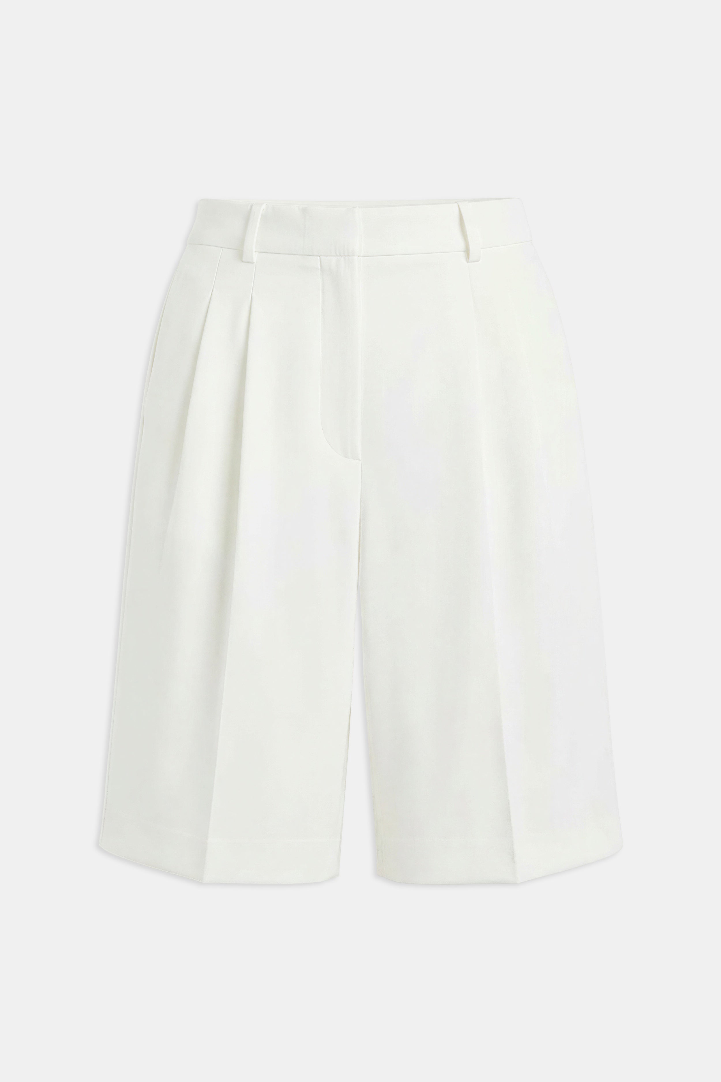 Satin Detail Longline Shorts - White