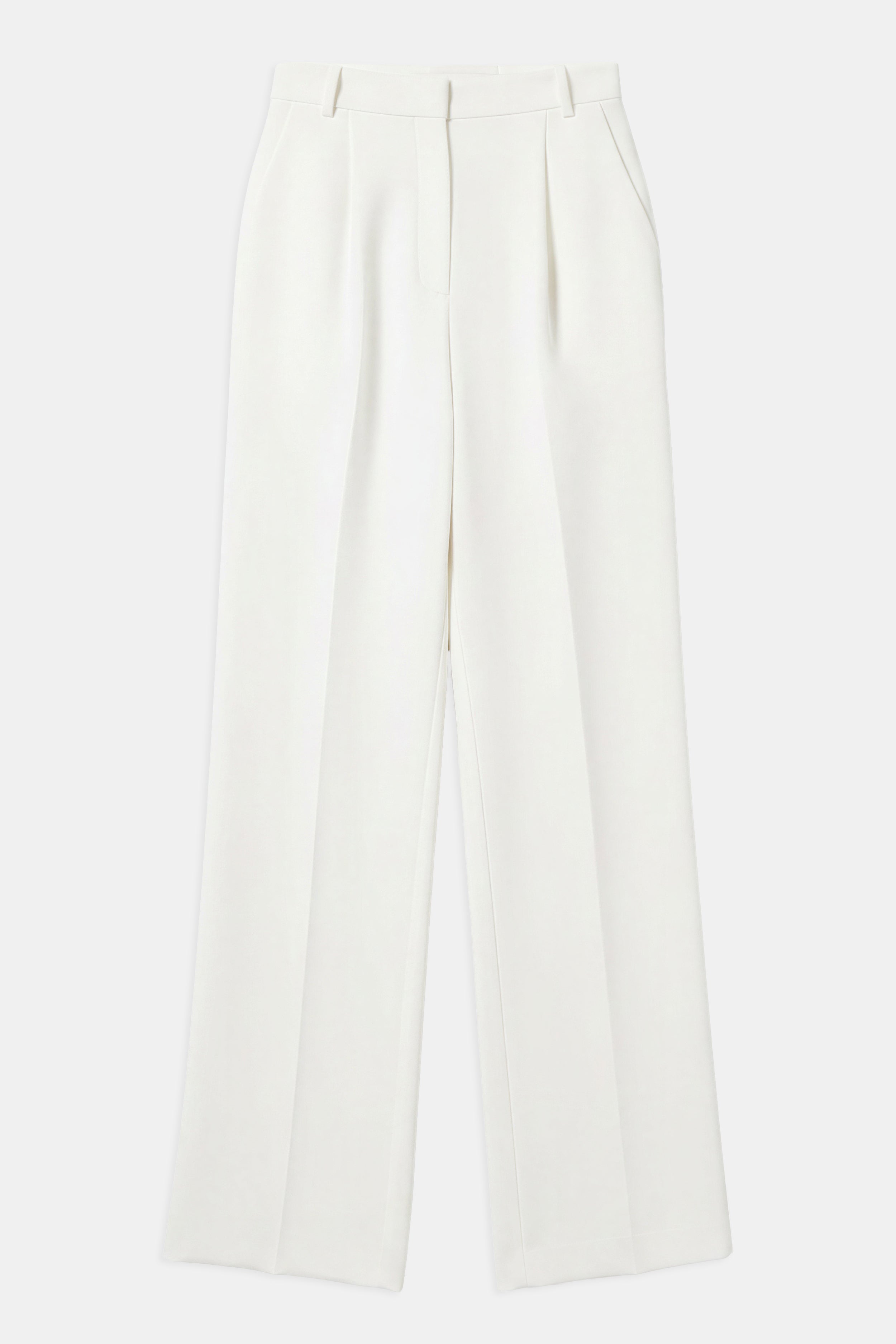 Effortless Pleated Wide Leg Trousers - White