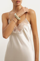 Satin Lace Detail Camisole Maxi Dress - Champagne