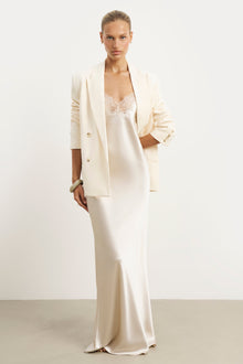 Satin Lace Detail Camisole Maxi Dress - Champagne