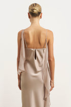 Ruched Bust Satin Slip Dress - Taupe