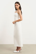 Strapless Ruched Midaxi Dress - White