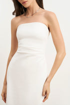 Strapless Ruched Midaxi Dress - White