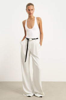 Scoop Neck Racer Bodysuit - White
