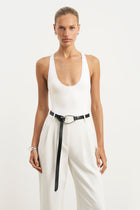 Scoop Neck Racer Bodysuit - White