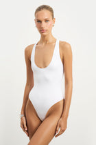 Scoop Neck Racer Bodysuit - White