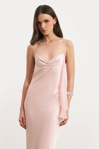 Ruched Bust Satin Slip Dress - Blush