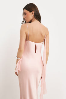 Ruched Bust Satin Slip Dress - Blush