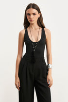 Scoop Neck Racer Bodysuit - Black